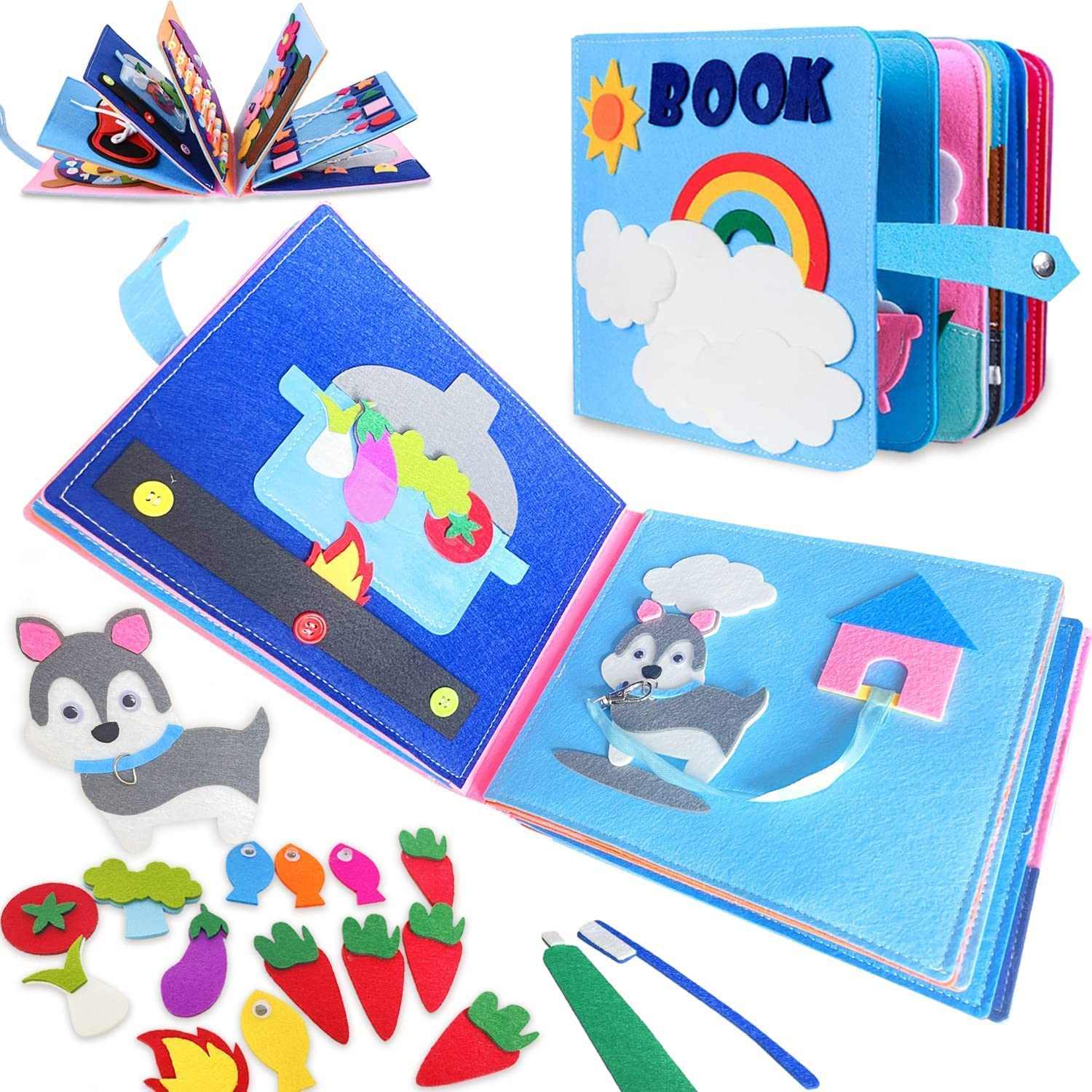 Quiet Book, Kidsmontessori Busy Book for Toddlers Kids 1 2 3 4 to Develop Learning Basic Skills Preschool Learning Activities Educational Sensory Travel Toys, Soft Fabric Quiet Books for Children image number 5