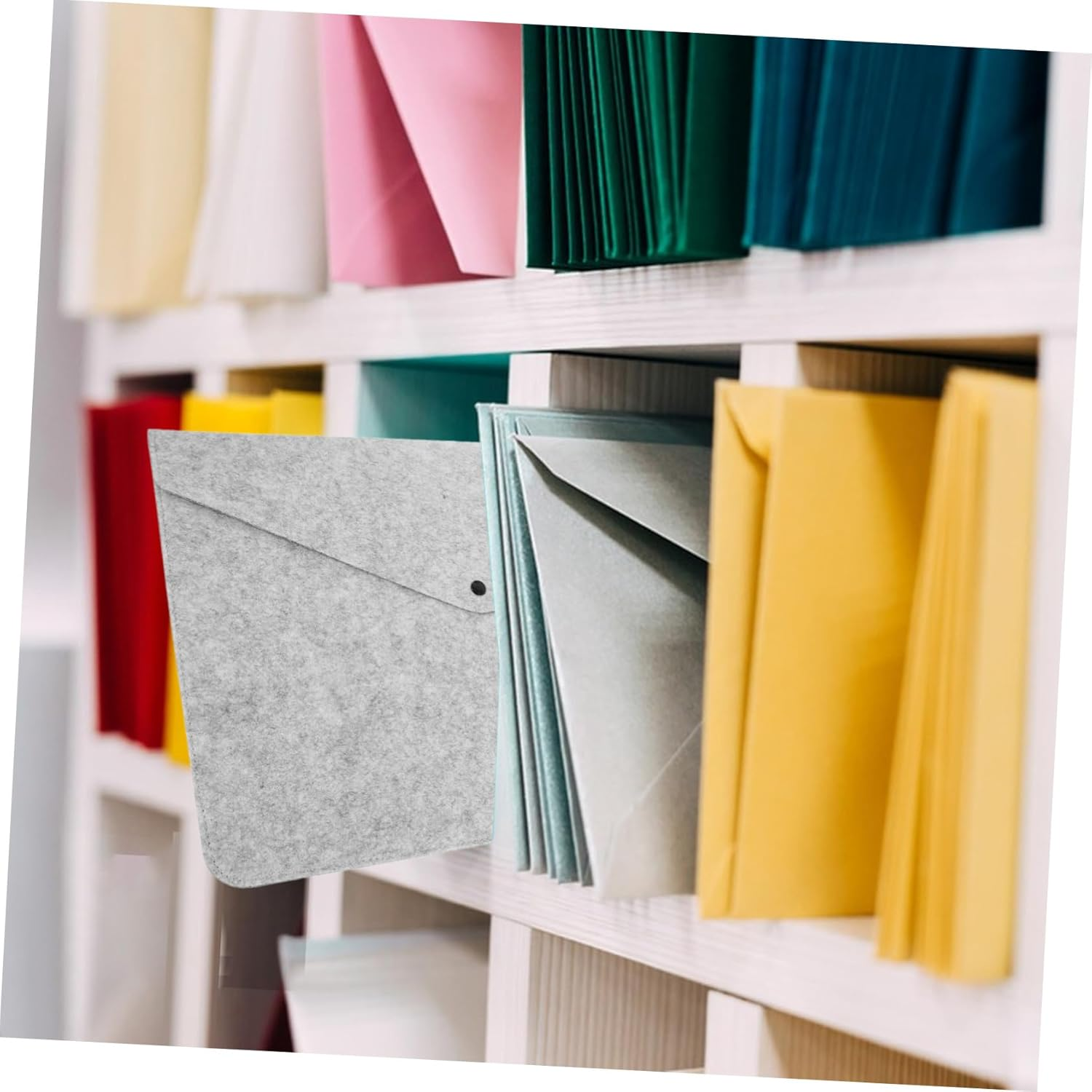 ULDIGI Zippered Felt Document Bag Capacity File Folder Pockets for School Office Travel image number 2