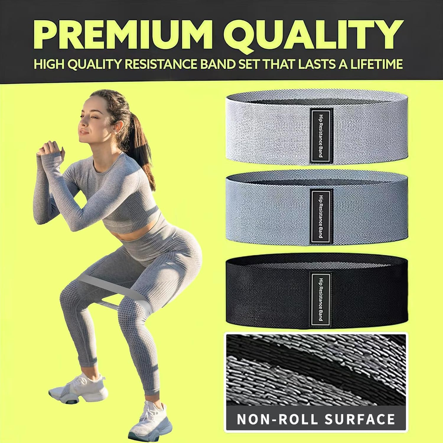 Resistance Bands, Resistance Bands Set with Non-Slip Design for HIPS & Glutes Booty Bands for Women and Men, Workout Bands for Home Fitness, Yoga, Pilates image number 1