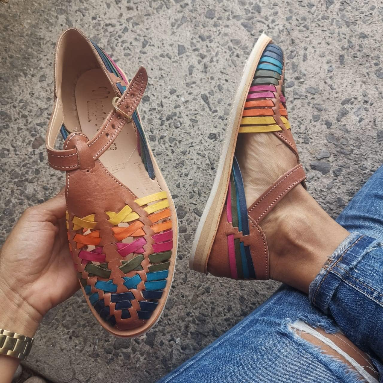 Macarena Collection Sandals Women Huarache Sandal Colorful Leather Mexican Style Color Multicolored 832 image number 2