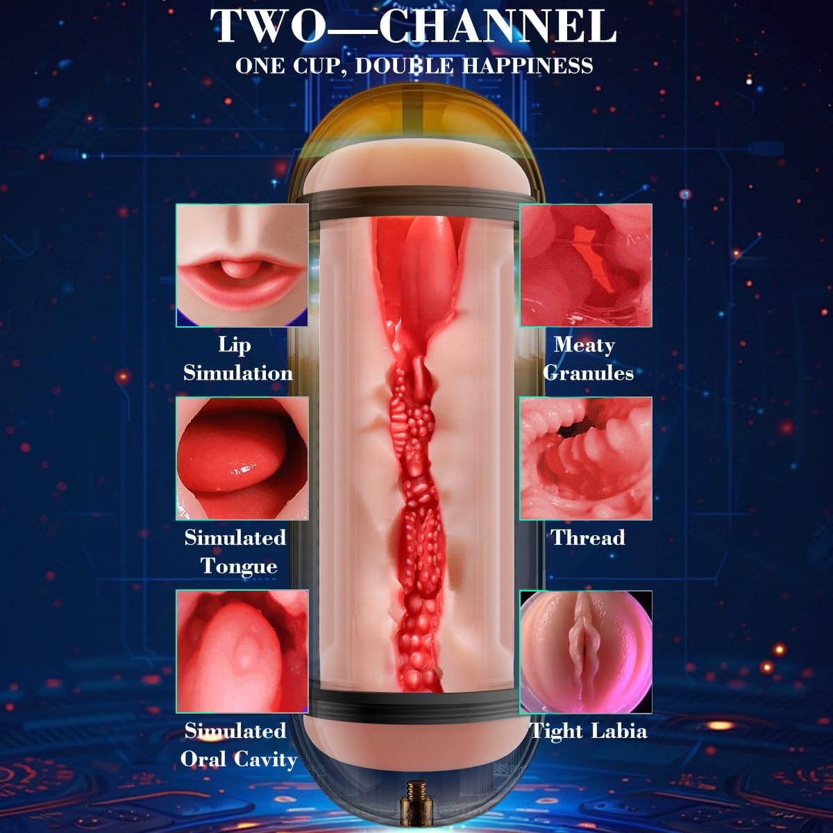 2 in 1 Pocket Cup Sex Toys for Men Realistic Channel Texture with 12 Vibrations Count Training Cup Male Masturbator Adult Toys image number 2