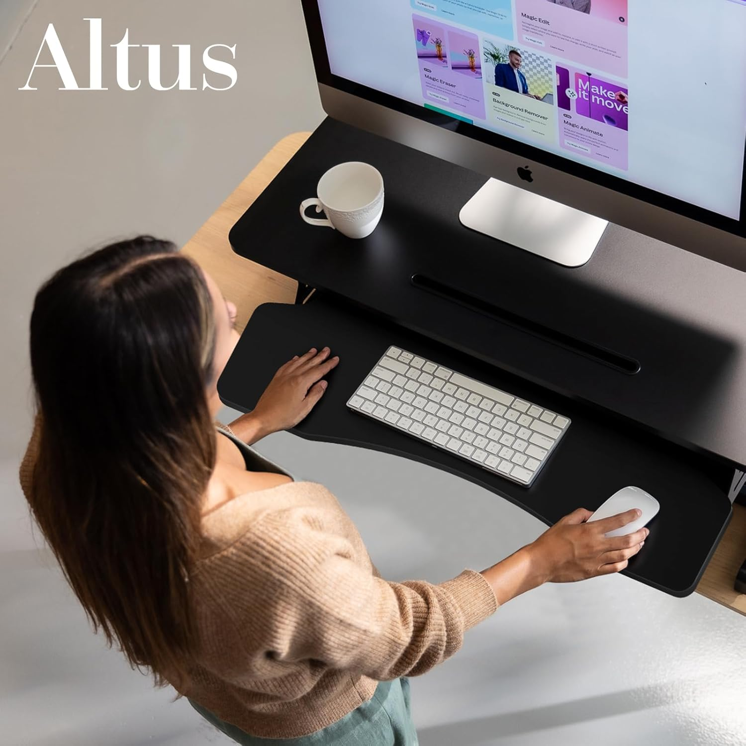 Altus Standing Desk Converter 80Cm Sit to Stand Desk Riser Workstation Black image number 4