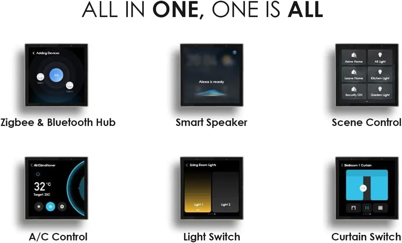 Smart Home Control Panel W/Alexa, Wifi, Zigbee, Bluetooth, 4" Touch Screen