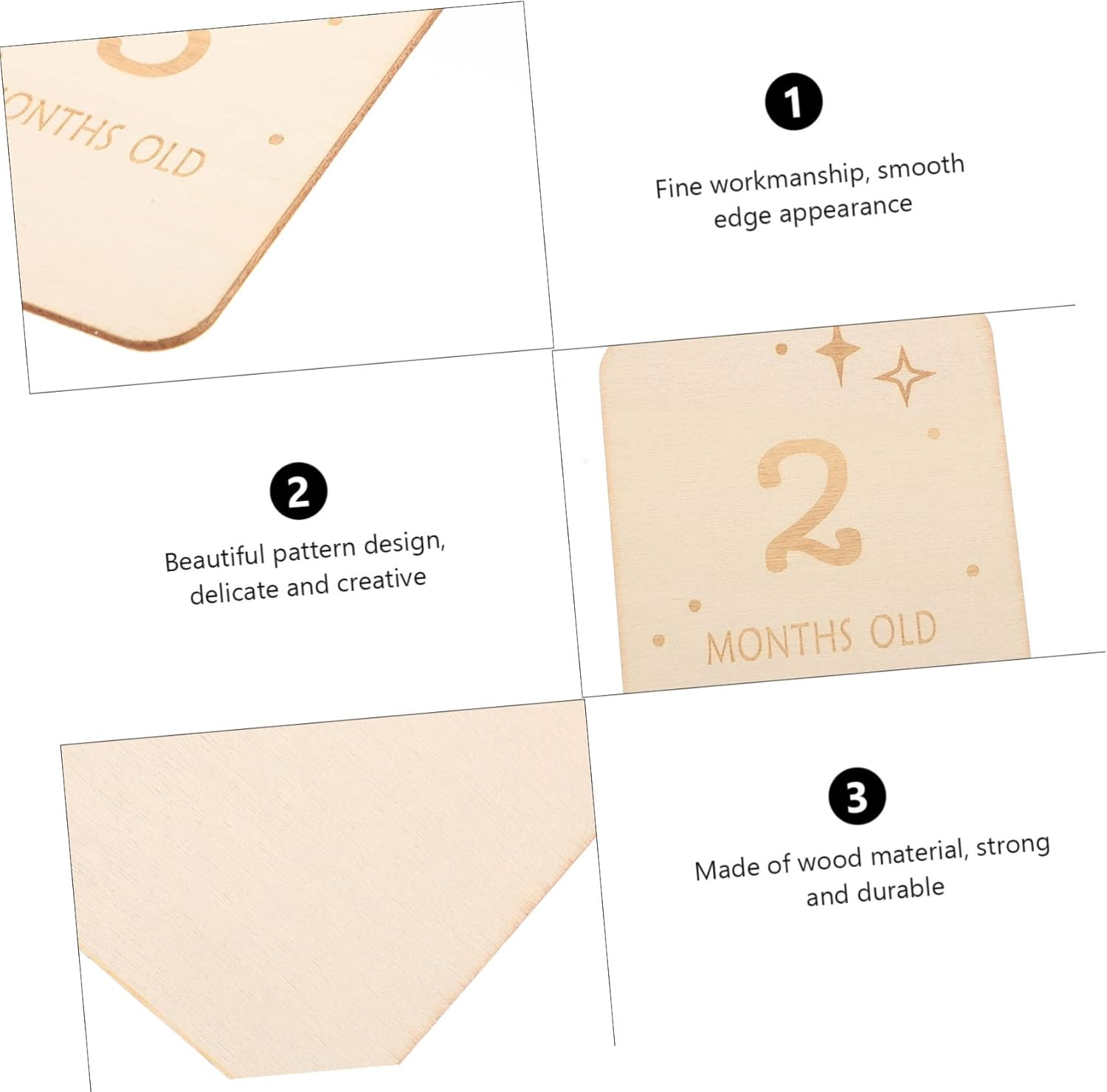 Kisangel 12Pcs Milestone Marker Newborn Growth Cards for Monthly Announcements Cute Photo Props Memorable Milestone Slices for First Year Documenting image number 5