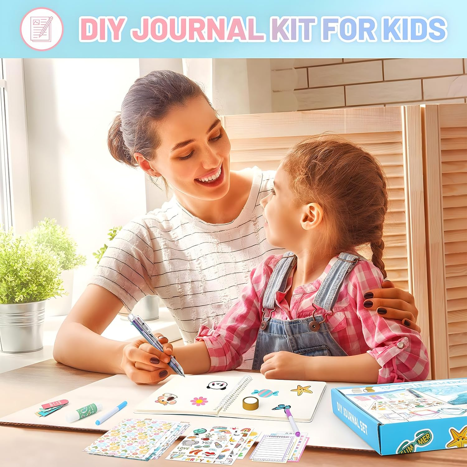 MOTYYA DIY Journal Set for Girls Ages 8-12 - Kids Diary Journaling Kit for Writing, Ideas Birthday Gifts and Toys for 8 9 10 11 12 13+ Years Old Teenage Girls Kids image number 3