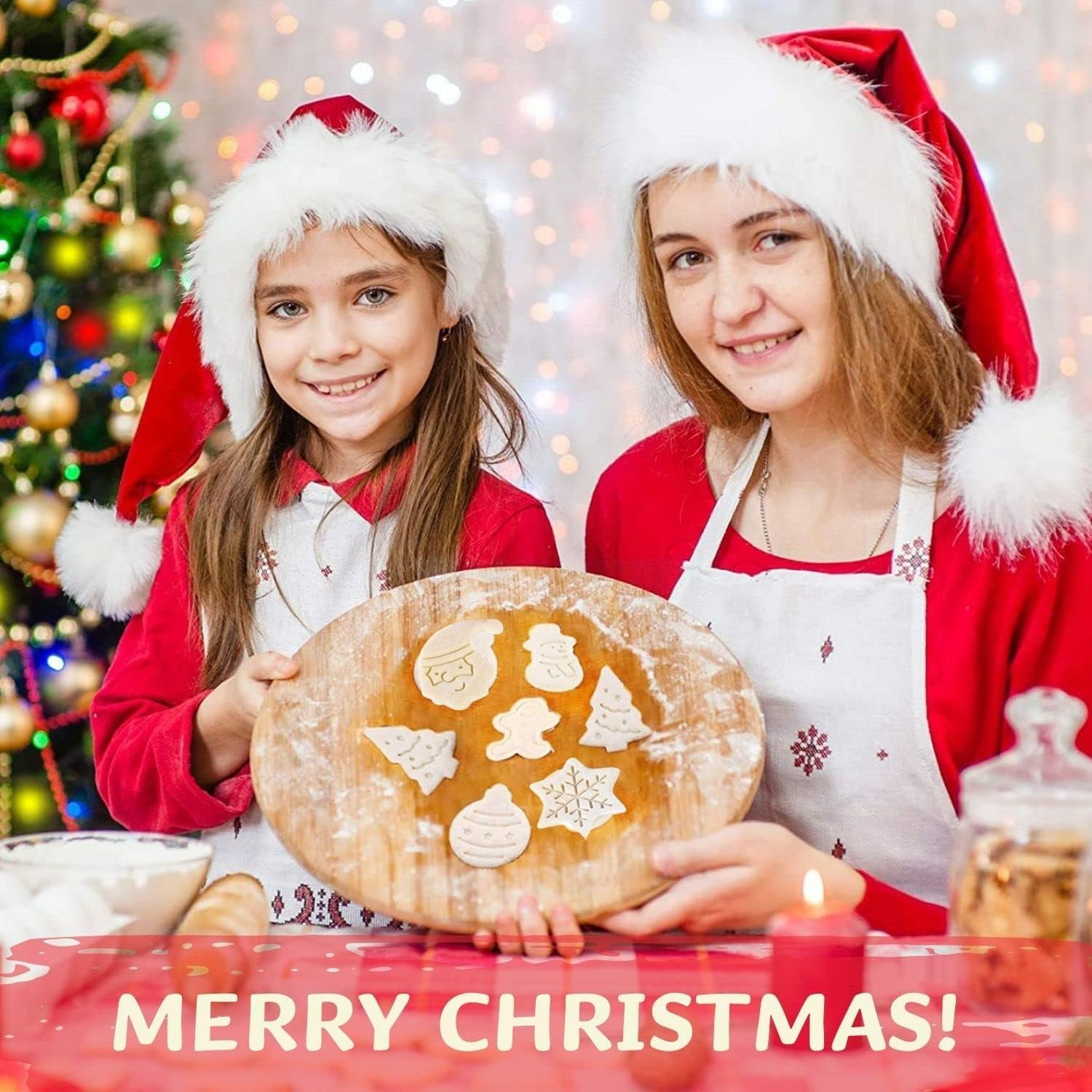 Christmas Themed Cookie Cutter Set - 4 Pieces Plastic Spring Die Biscuits Pastry Cutters 3D Cookie Cake Plunger Cutter Baking Mould image number 1