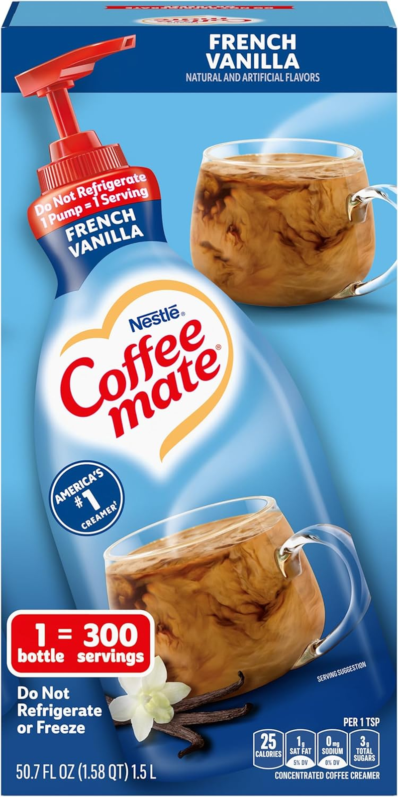 Nestle Coffee Mate Coffee Creamer, French Vanilla, Liquid Pump Bottle, 50.7 Ounces image number 4