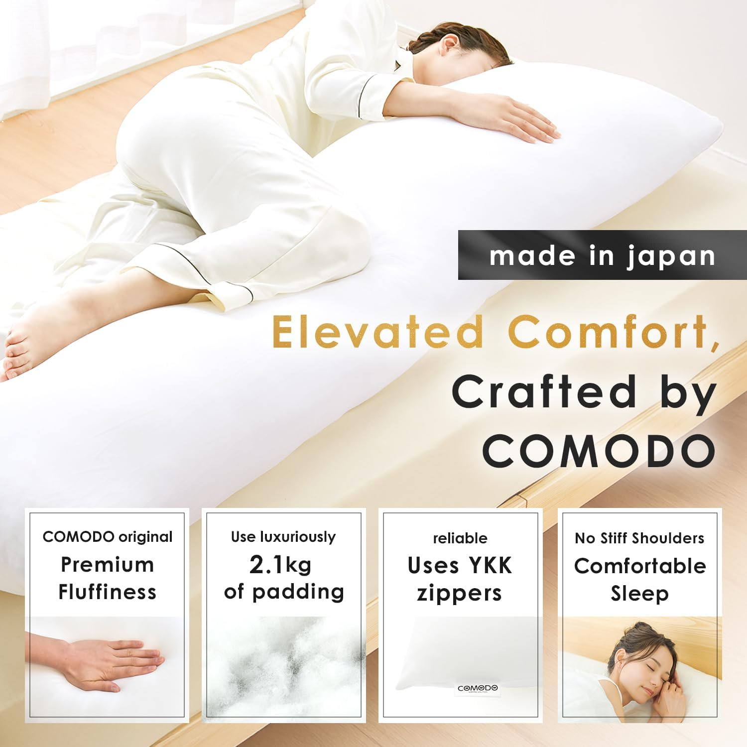 Comodo Luxury Body Pillow High-End Class (Made in Japan / 60 X 20 Inch (150 X 50Cm)) Dakimakura Pillow for Side Sleepers (Anime/Maternity) CMD9950MS image number 5