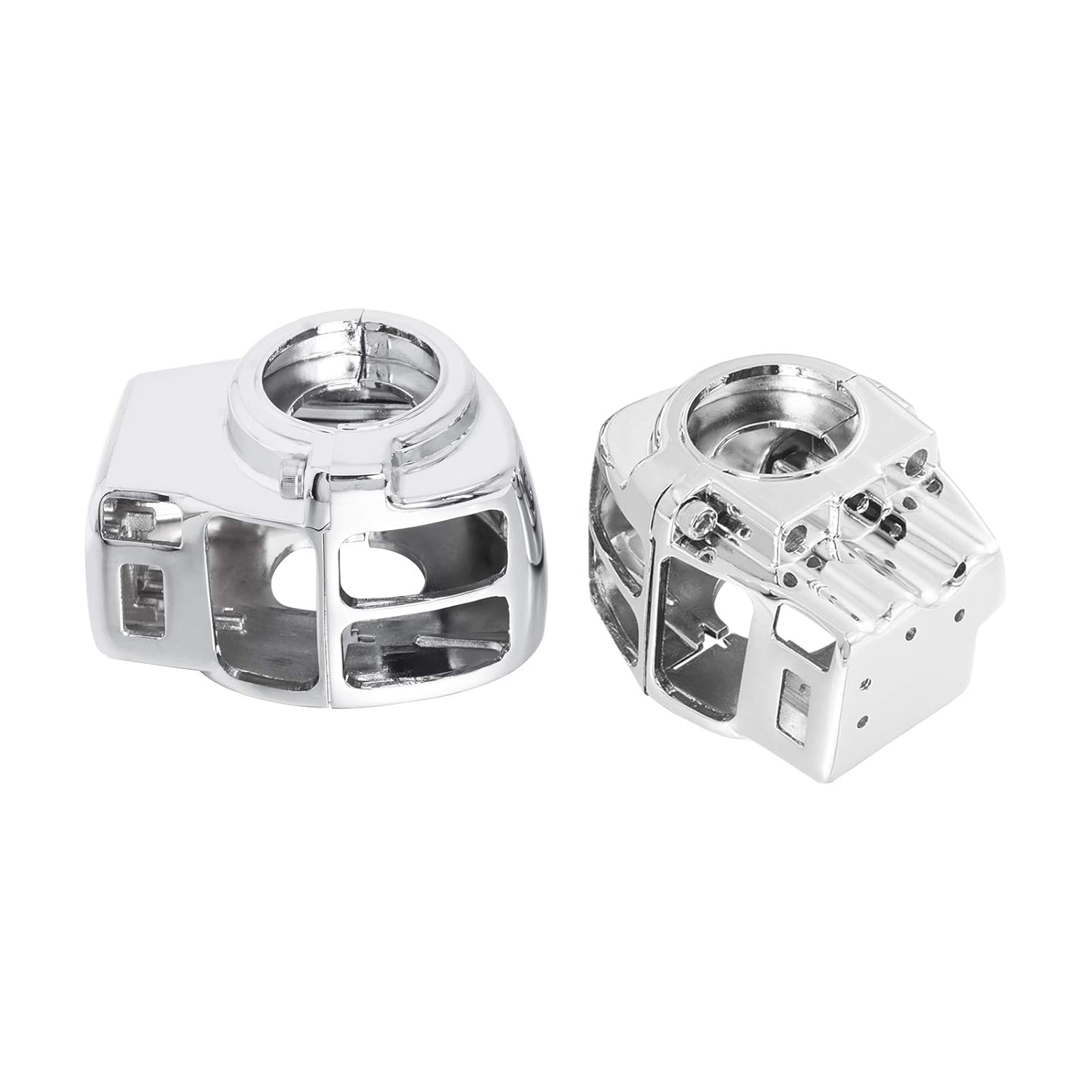HDBUBALUS Handlebar Switch Housing Cover Case Switch Housing Caps Fit for Harley Touring Road King Tri Electra Glide 1996-2013 Chrome image number 3