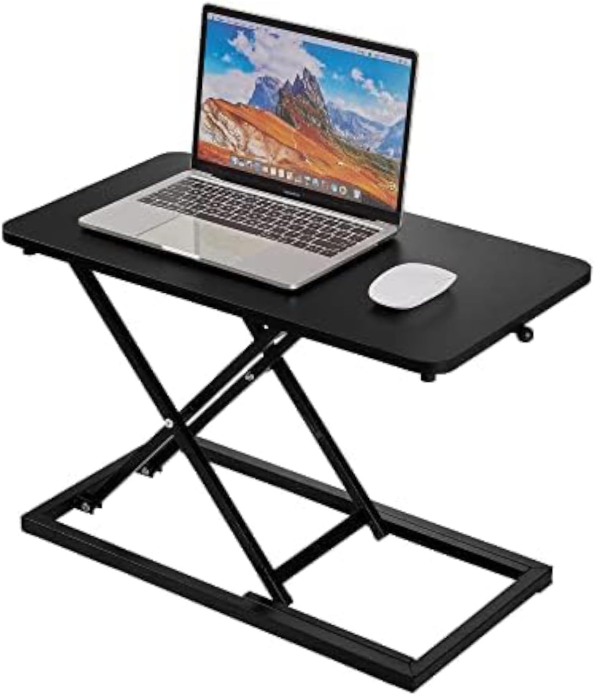 Cozioz Adjustable Height Standing Desk Converter, Matte Black Finish, Transform Your Desk into a Standing Workstation for Laptop and Single Monitor, Ideal for Office Use