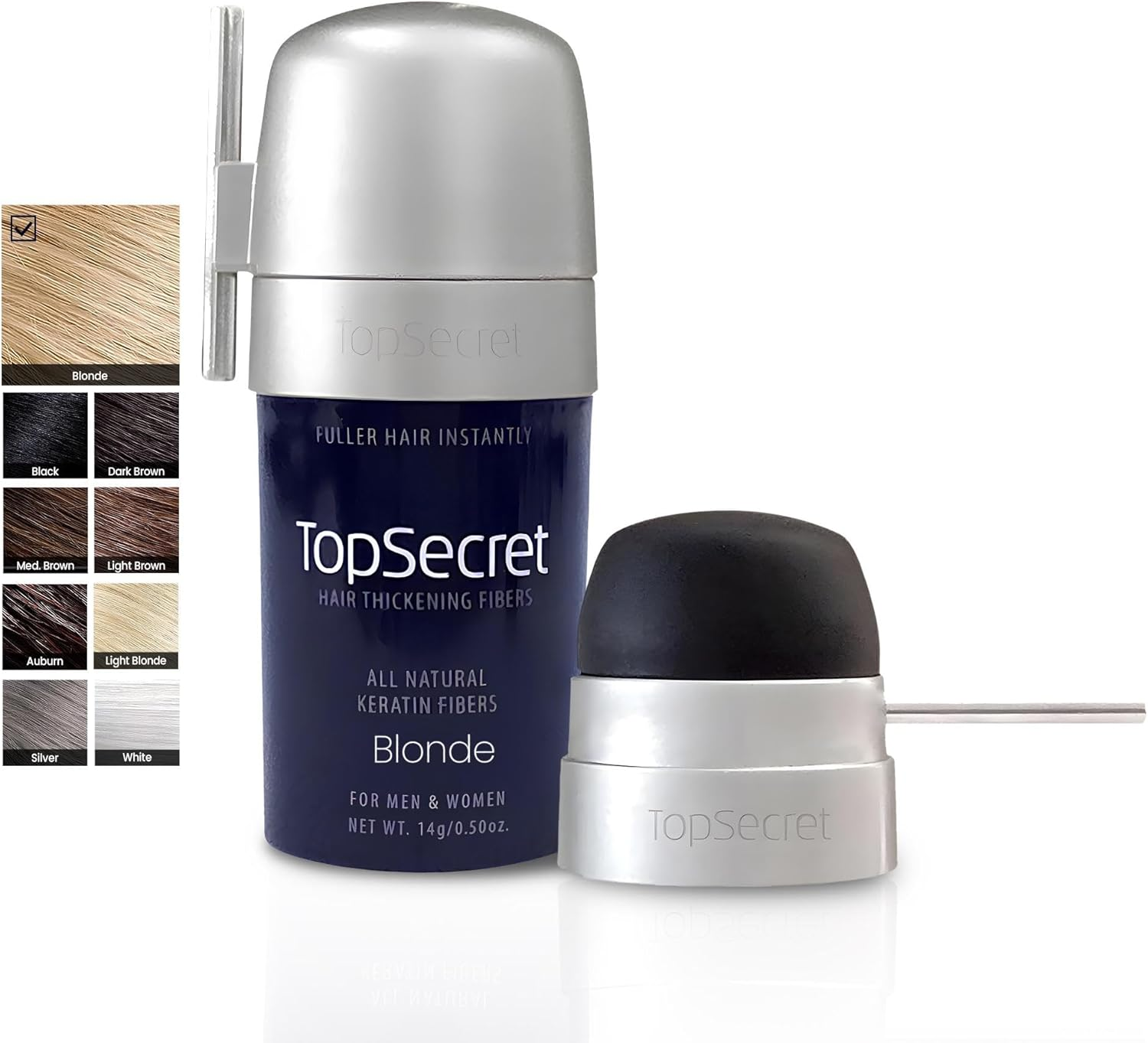 Top Secret Hair Thickening Building Fibers - Undetectable & Natural Hair Filler - for Men & Women - Instantly Fill in Fine Thinning Hair - Weather & Sweat Resistant (Blonde, Regular)