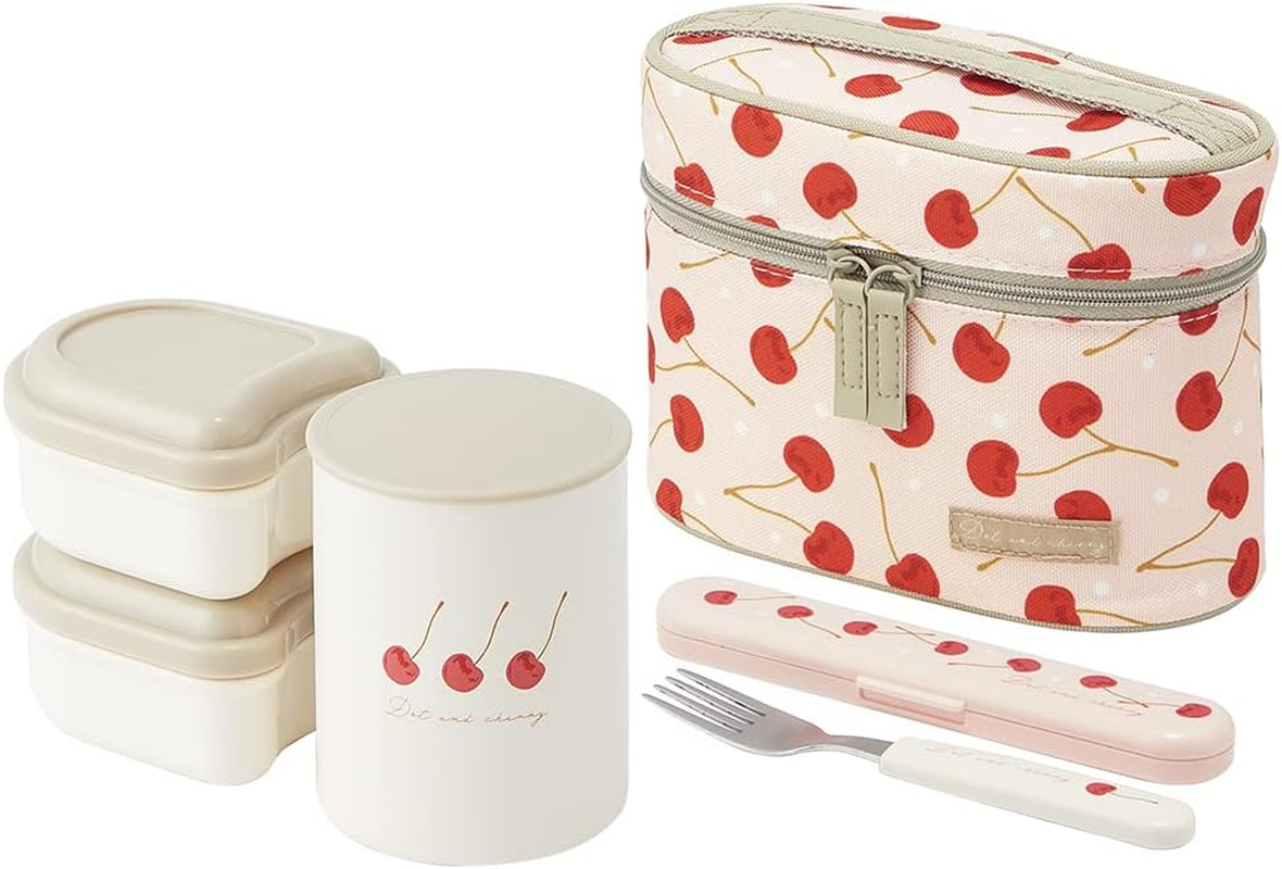 Skater CSOP1AG-A Antibacterial Soup Spoon Case Set Dot & Cherry PK Made in Japan 6.3 Inches (16 Cm)