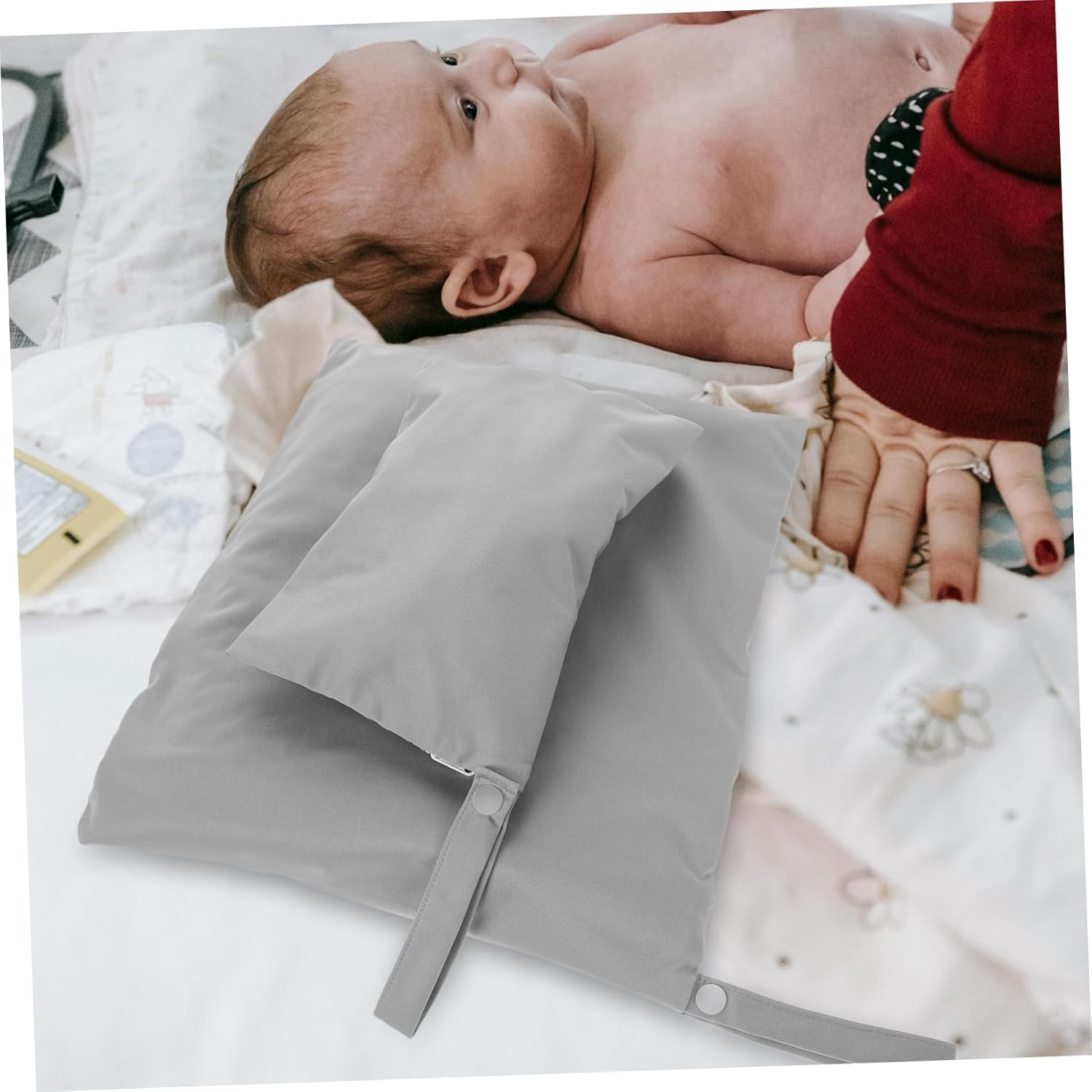 SHOWERORO 2Pcs Diaper Bag Cotton Storage Bag Reusable for Travel Beach Pool Straps image number 2