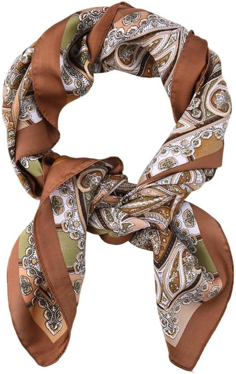 Satin Head Scarf Silky Feeling Bandana Hair Wrap for Women Silk Neck Scarves Paisley Headscarf Lightweight Square Scarf Neckerchief Handbags Accessories