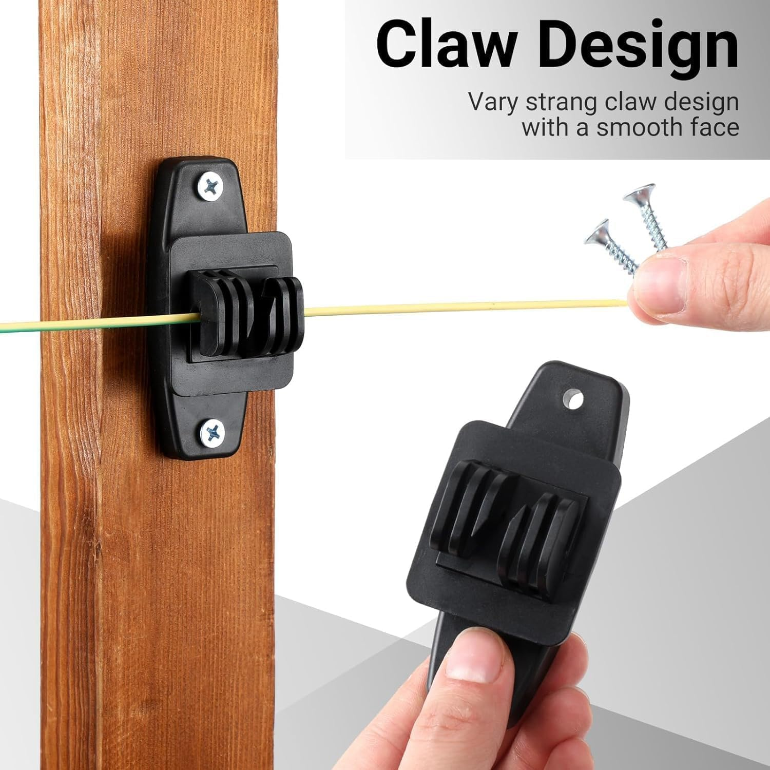 WADY Electric Fence Wooden Post Claw Insulator, Nail on Insulator for High Voltage Pasture Fence, Electric Wire Fence Insulators Electric, Easy Install, Easy to Use (20PCS)