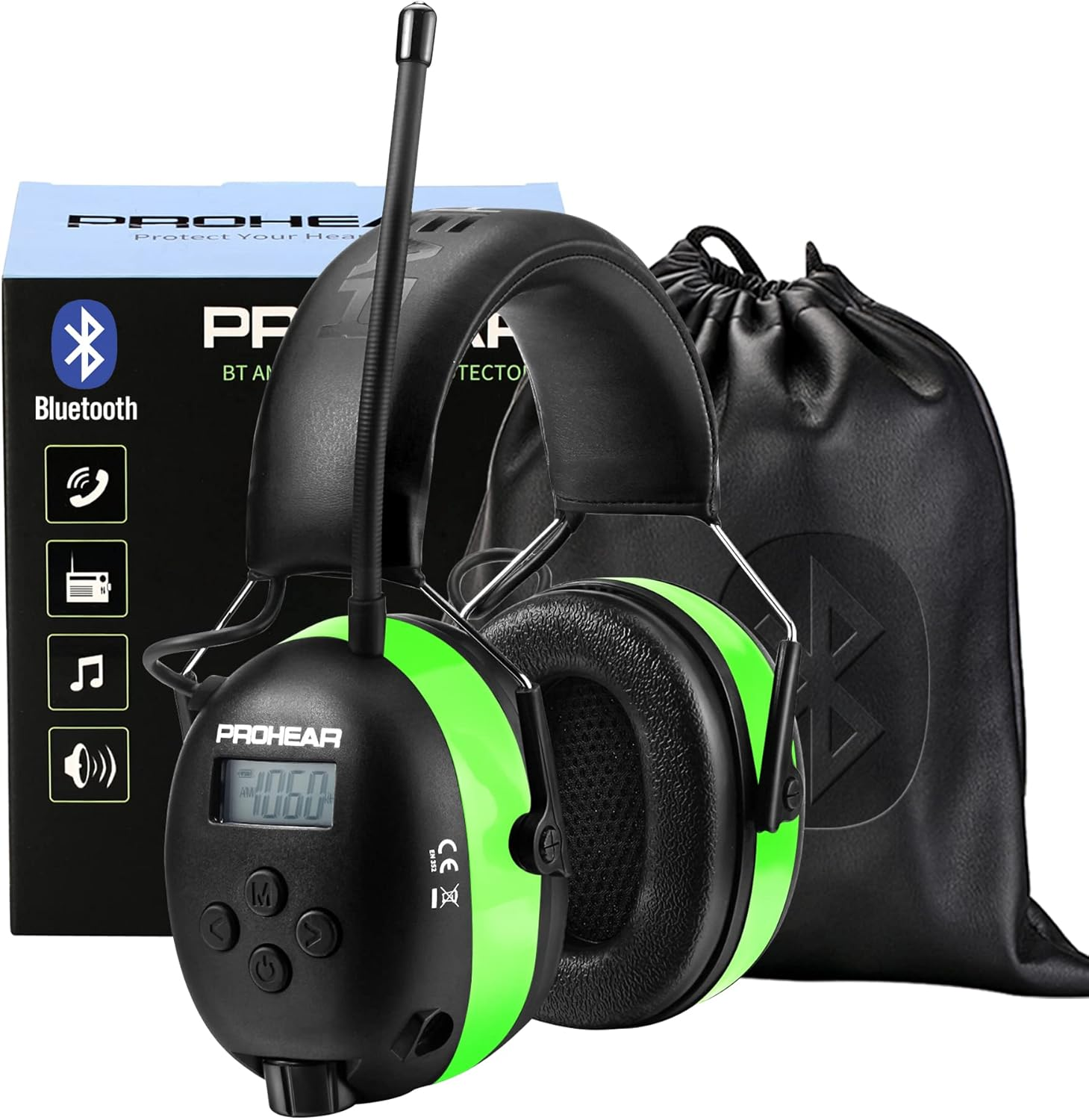 (Upgraded) PROHEAR 033 Bluetooth 5.0 Headphones with FM/AM Radio, with Rechargeable 2000 Mah Battery for Mowing Lawn Work image number 2