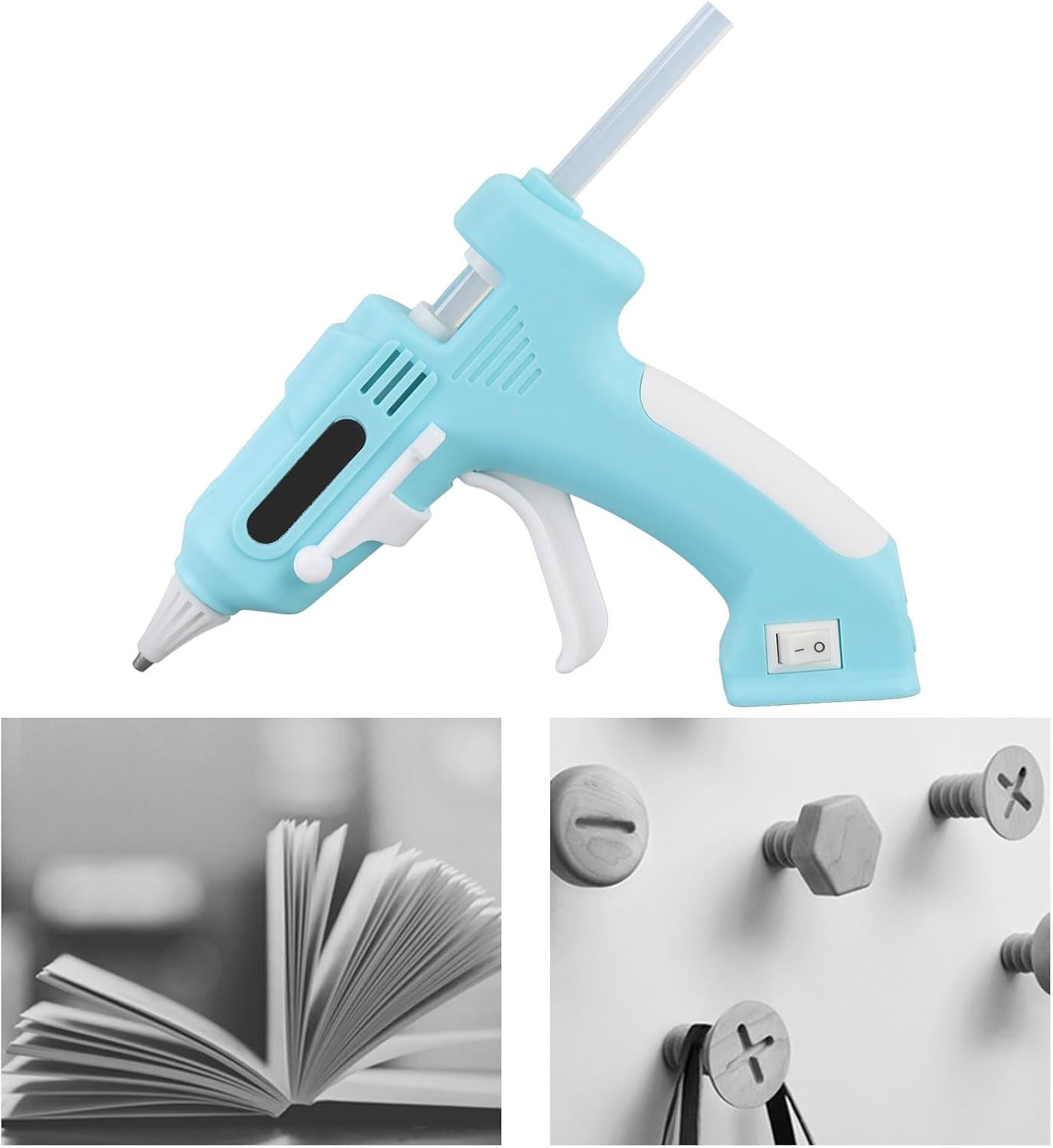 Cordless Hot Glue Gun Kit with 10 Glue Sticks, Fast Preheating Hot Melt Gun, 2000Mah Rechargeable Glue Gun with Nozzle Stand, for Crafts, Artwork, DIY Cat Carriers (Green) - Blue image number 6