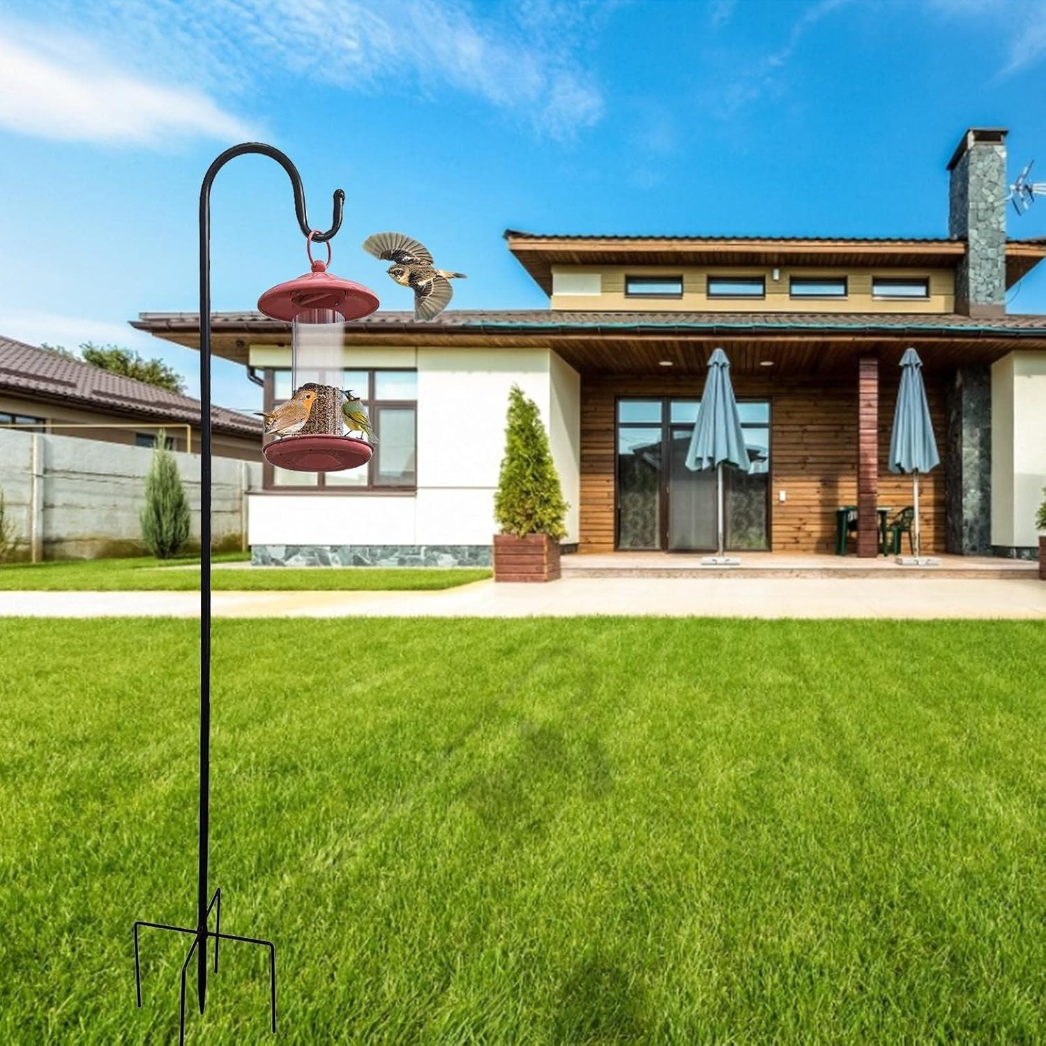 Shepherds Hooks Crook with 5-Claw Base Adjustable Metal Stakes with Extenders Garden Stands Heavy Duty Poles Rust Resistant Plants Lights Flower Baskets image number 6