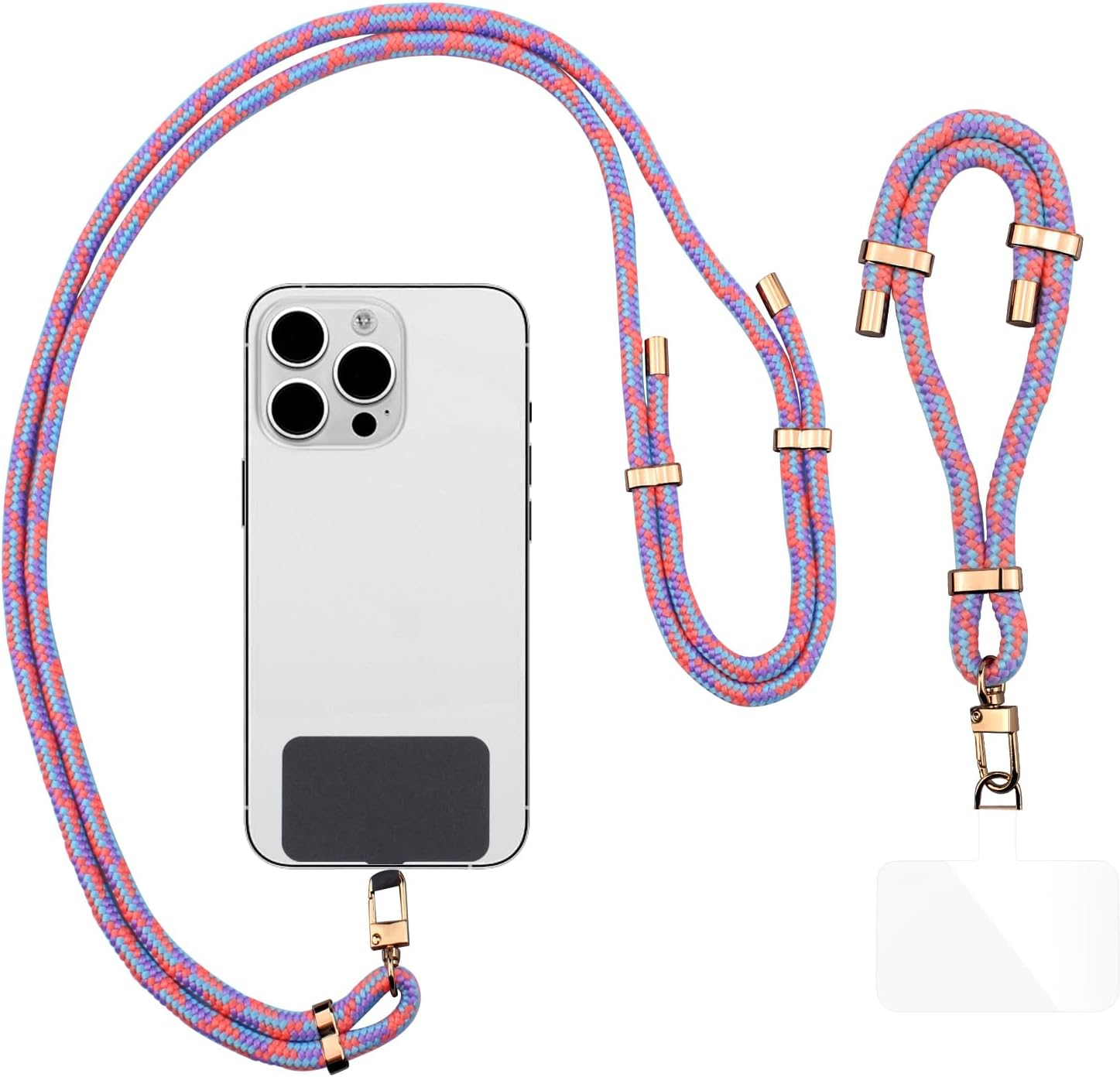 2 Pads Phone Lanyard, H HOME-MART Adjustable Crossbody Cell Phone Strap Universal Phone Wrist Lanyard 2Pcs Phone Patch Tether Tab for Most Smartphones Cell Phone Accessories