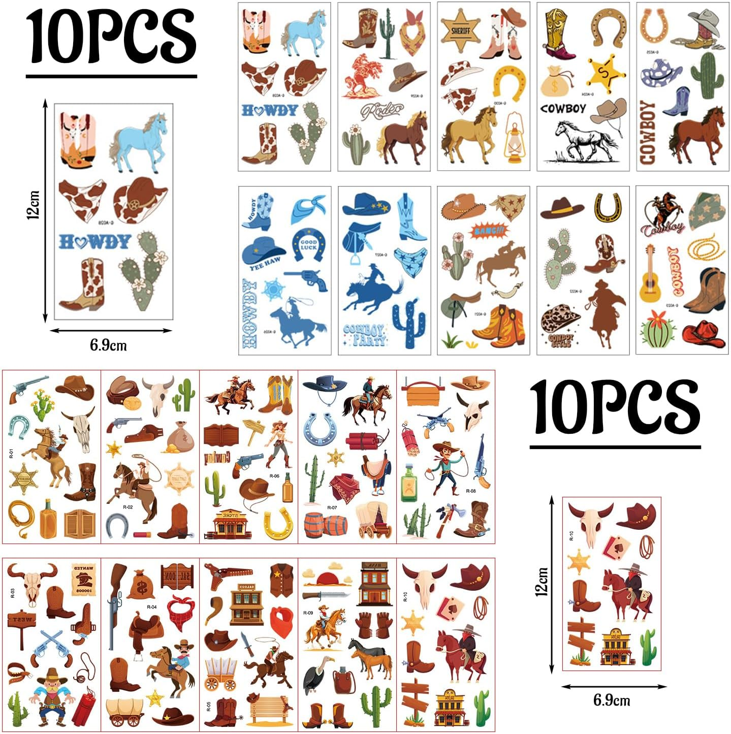 20 Cowboy Boy Tattoo Stickers, Cartoon Stickers in Western Style, Handmade Event Gifts, Suitable for Face and Hand Decoration image number 3