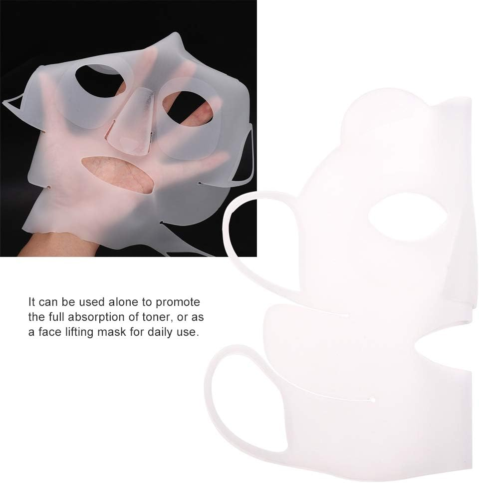 Reusable Silicone Face Mask Cover, Clear, Ear Hook Design for Serum Absorption, Washable Facial Sheet