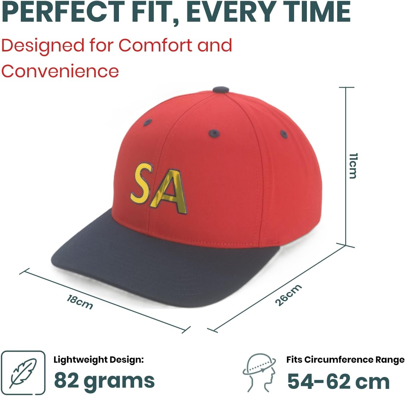 South Australia Supporters Cap, Richardson Pro 212 Baseball Cap, Bold 'SA' Text, Lightweight Cotton-Poly Twill, Adjustable Snapback, Pre-Curved Underbill, Sports & Casual Wear, Red-Black Colour image number 3