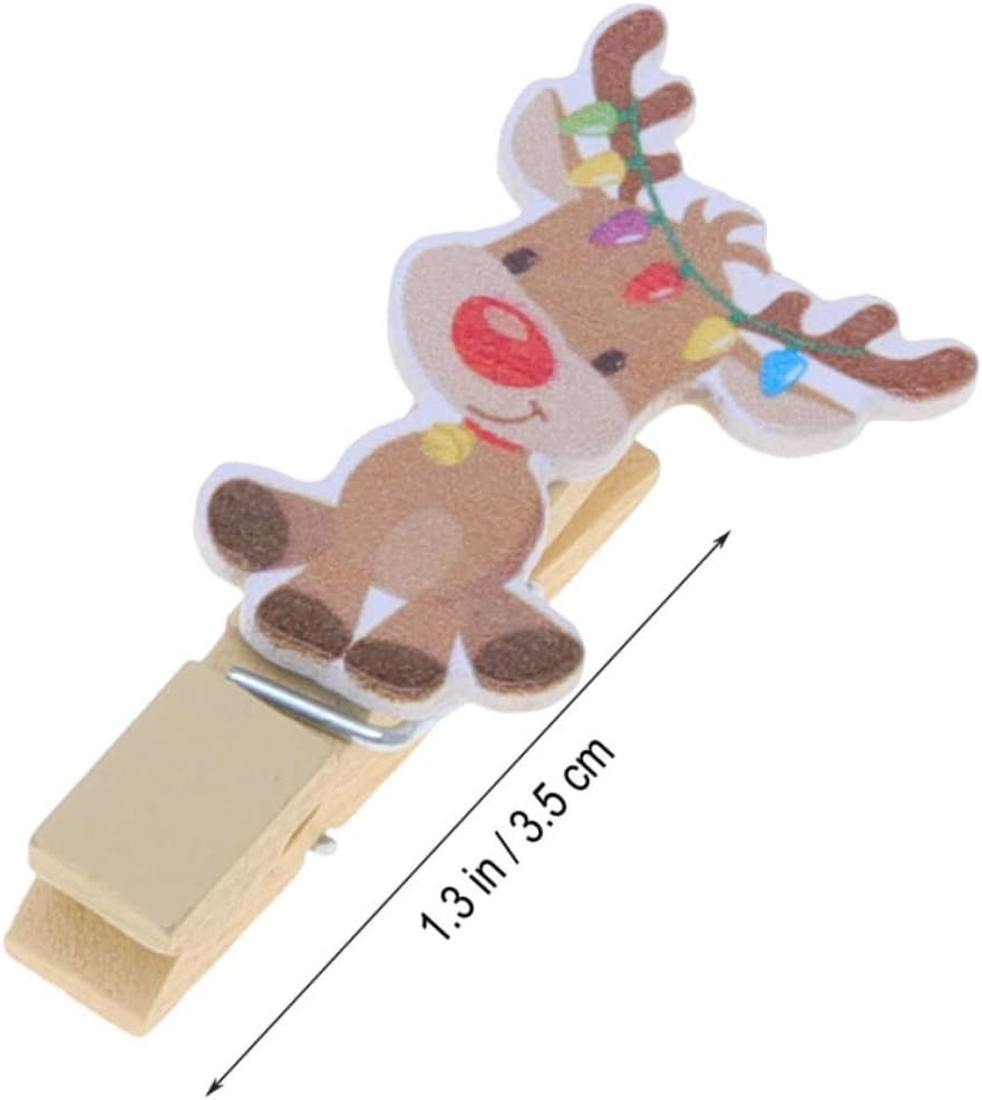 50Pcs Creative Christmas Photo Clips Natural Wood Memo Clips for Photos Craft Pegs Decorative Clothespins for Holiday Displays and Home Decor image number 2