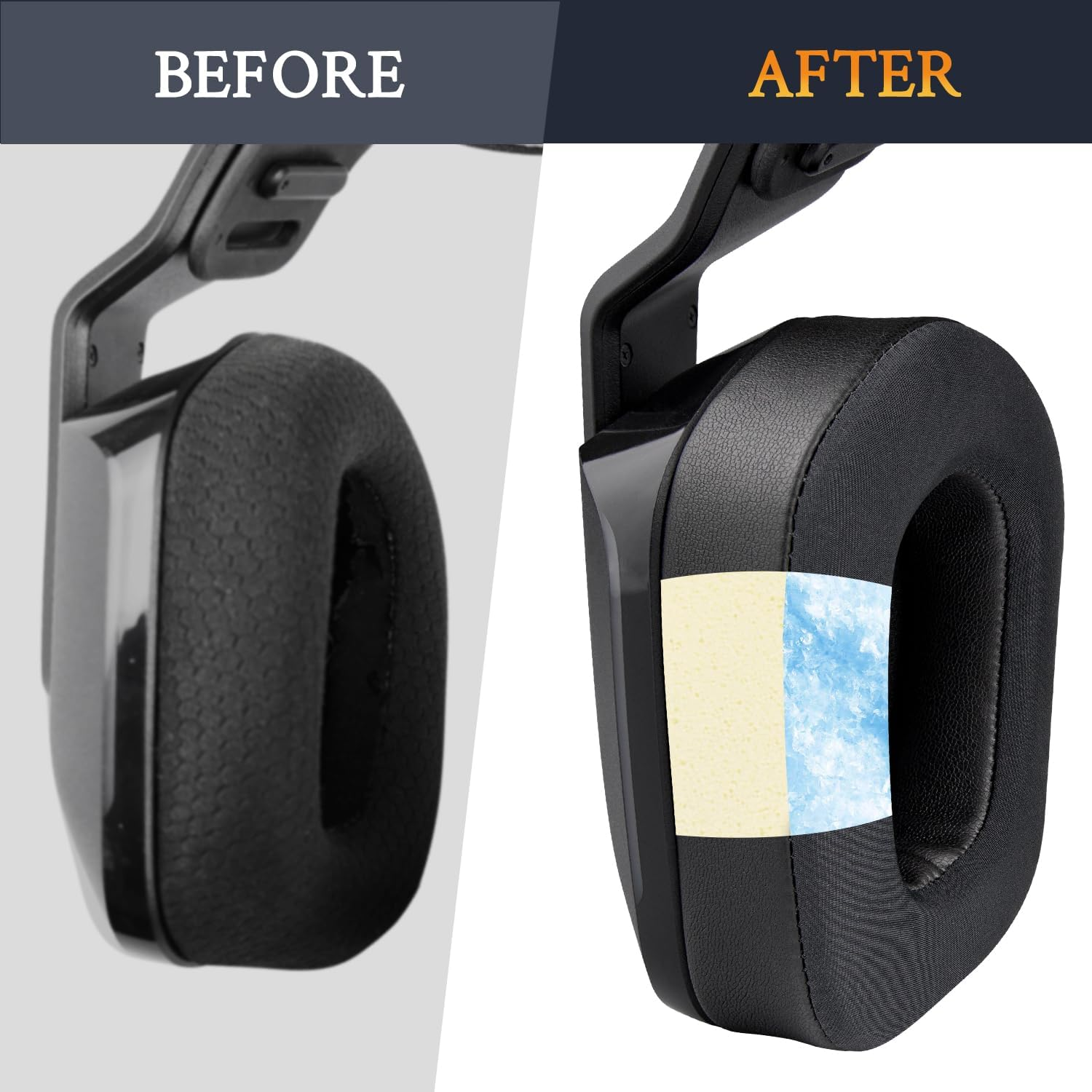 SOULWIT Cooling Gel Professional Earpads Replacement for Logitech G733 G335 G535 Lightspeed Wireless Gaming Headset, Ear Pads Cushions with Comfort Noise Isolation Foam - Black - Cooling Gel-Black image number 1
