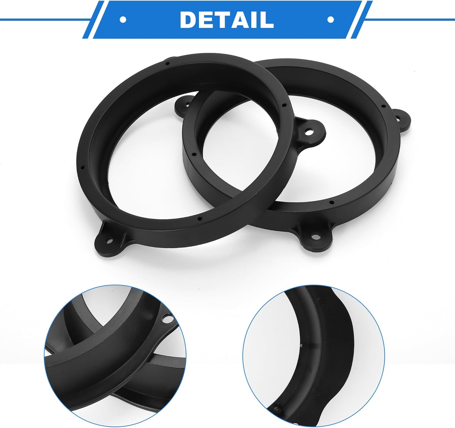X AUTOHAUX 2 Pcs Speaker Spacer Ring Tweeter Speaker Spacer Adapter for Subaru Forester 2008-2018 Waterproof for 6.5'' ABS Black Front image number 5