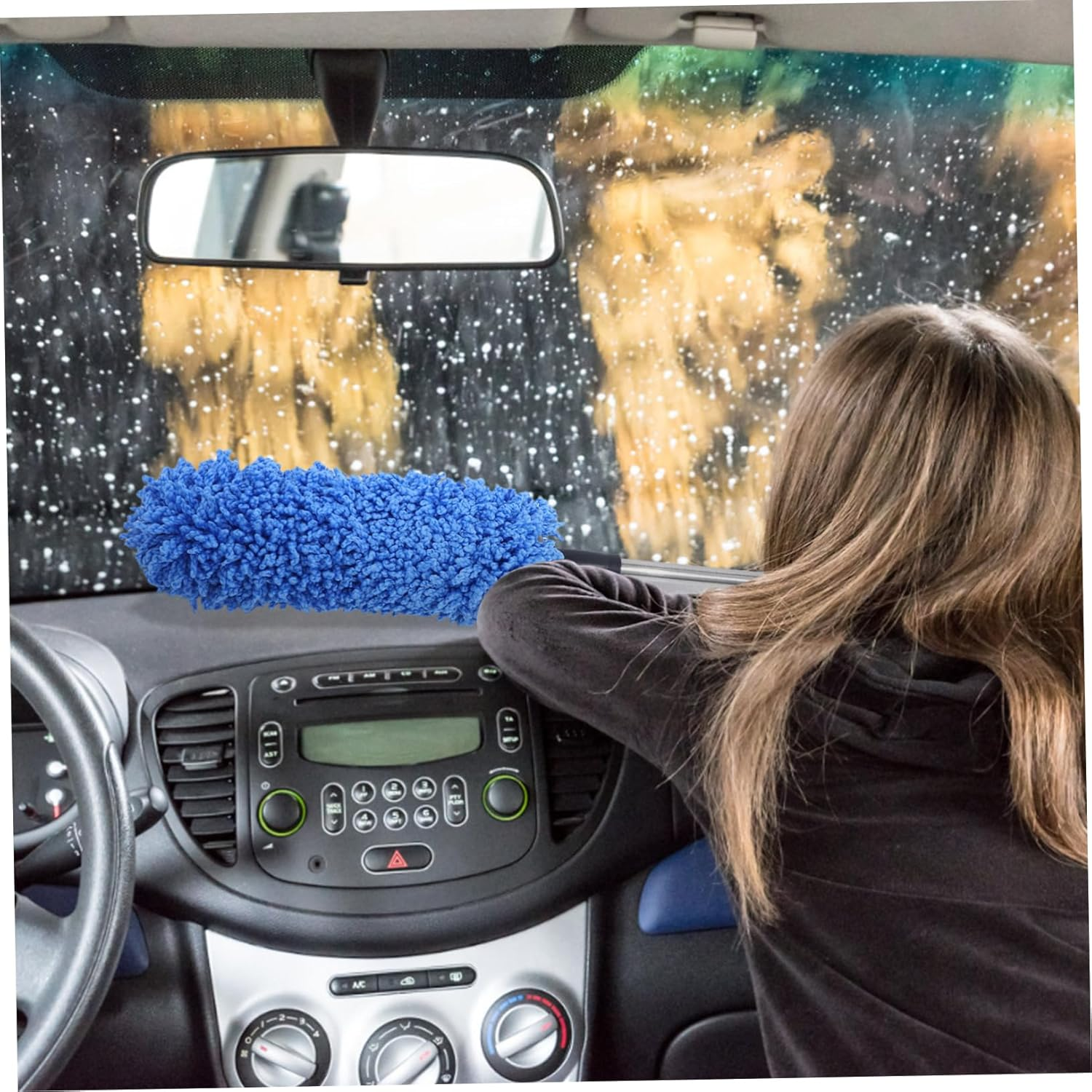 AKOOSY Car Duster Brush Microfiber Soft round Head for Interior and Exterior Dust Cleaning Blue, Automotive Dust Duster for Car Dash and Surface Cleaning image number 6