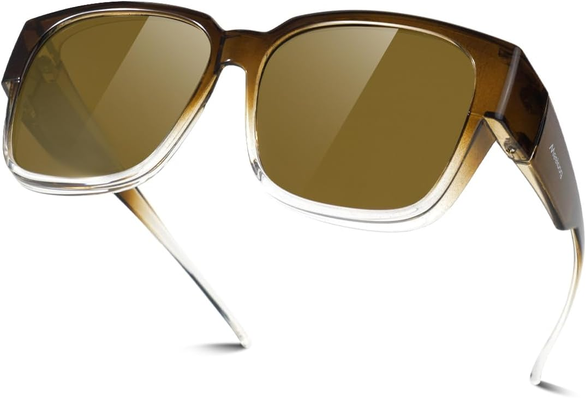 Meeloog Polarized Fit over Glasses Sunglasses for Women, Square Wrap around Lightweight Shades for Driving Riding MST0099