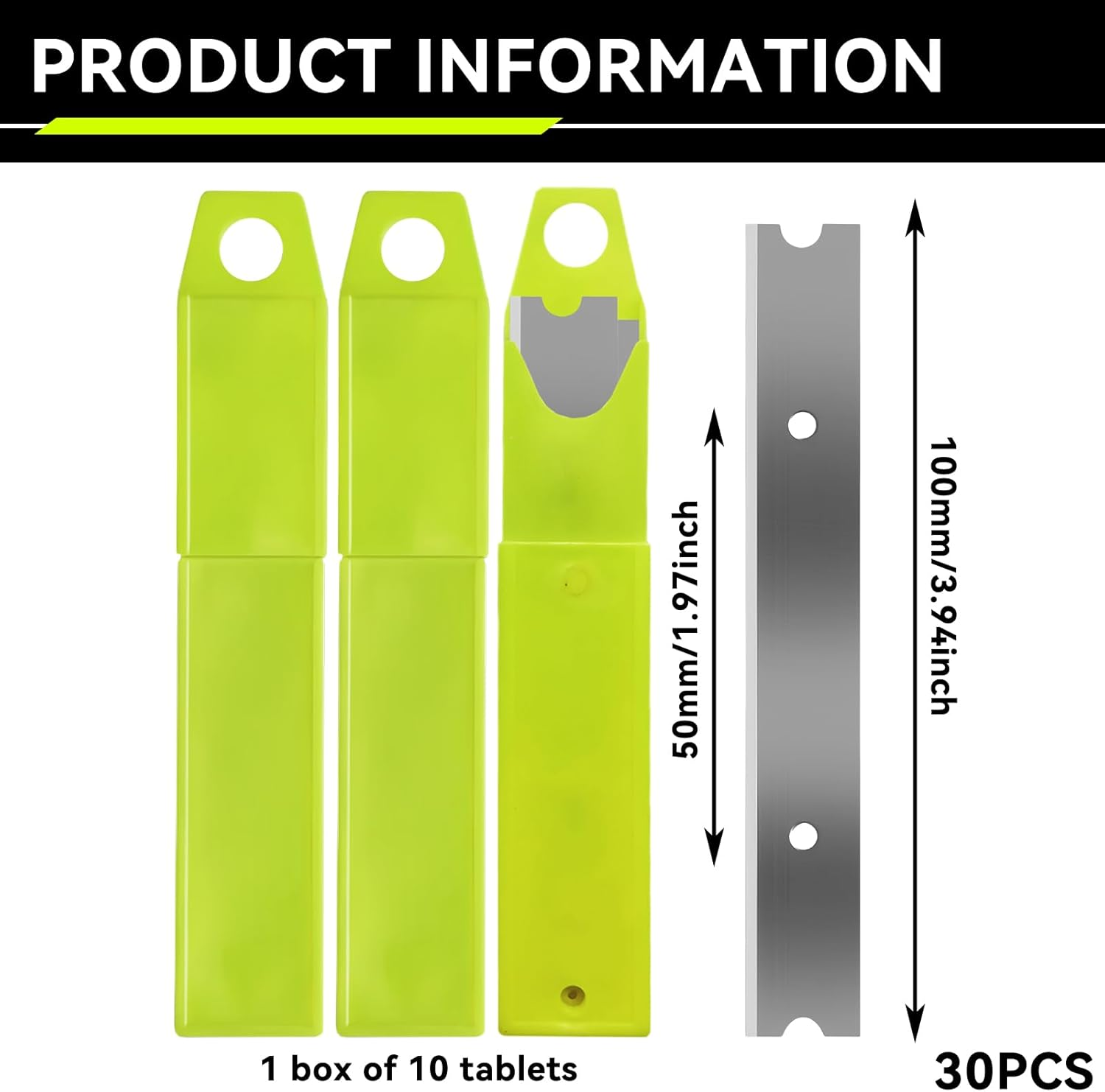 Pack of 30 Replacement Blades for Scrapers 100 Mm, Ceramic Hob Scraper, Ceramic Hob Scraper Blades, Scraper Blades, Blade for Windows for Paint Scraper Glass Scraper image number 1