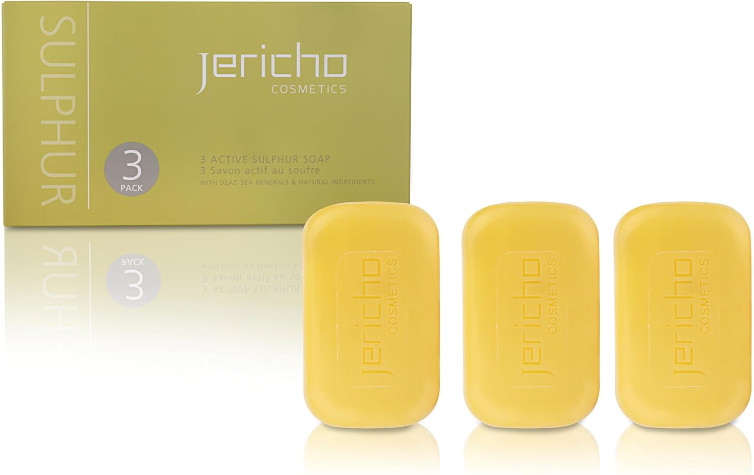 Jericho Dead Sea Sulfur Soap with Olive Oil &ndash; Helps with Acne, Psoriasis, Eczema & Blackheads &ndash; for Oily to Normal Skin &ndash; Vegan Face & Body Bar for Men & Women &ndash; 4.4 Oz Each (Pack of 3) image number 2