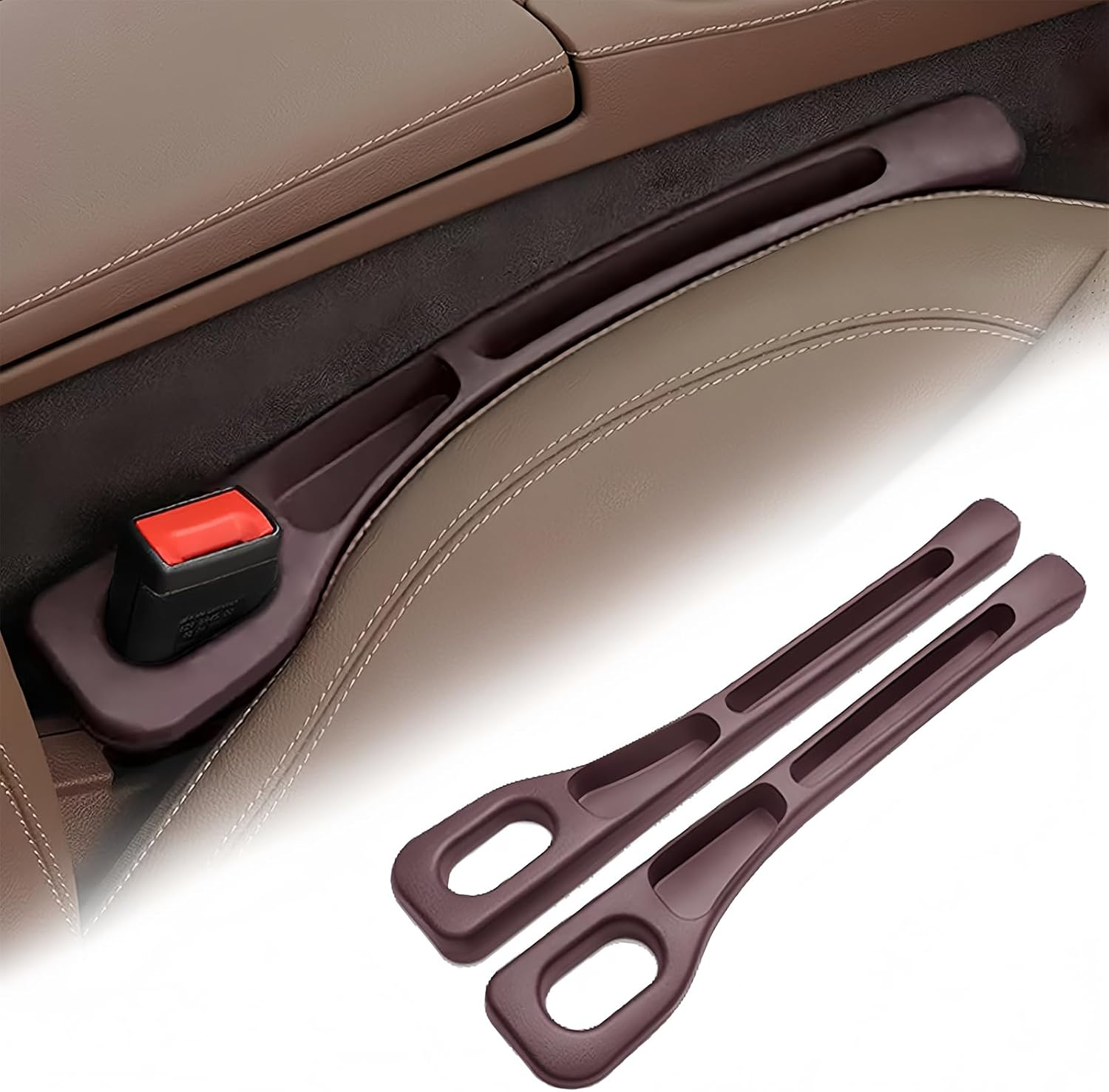 2 PCS Car Seat Gap Filler, Universal Car Seat Gap Organiser to Prevent Item Drops and Add Storage Space, Car Accessories for Cellphone Storage Slot, Car Accessories Interior for Keys Wallets(Black)