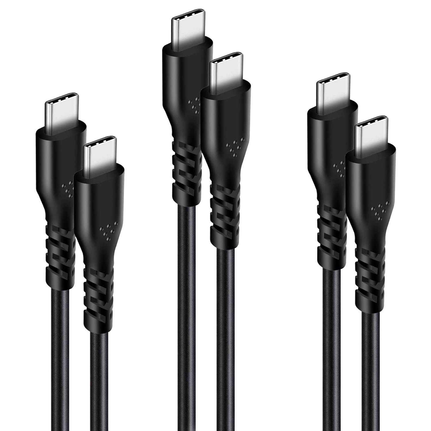 Fasgear 3 Pack USB C to USB C 2.0 Cable, 60W PD, 30Cm, 1M, 1.8M, Black, Compatible with Macbook, Chromebook, Galaxy S20 Ultra/S10, Huawei P40, Xiaomi 10 image number 7