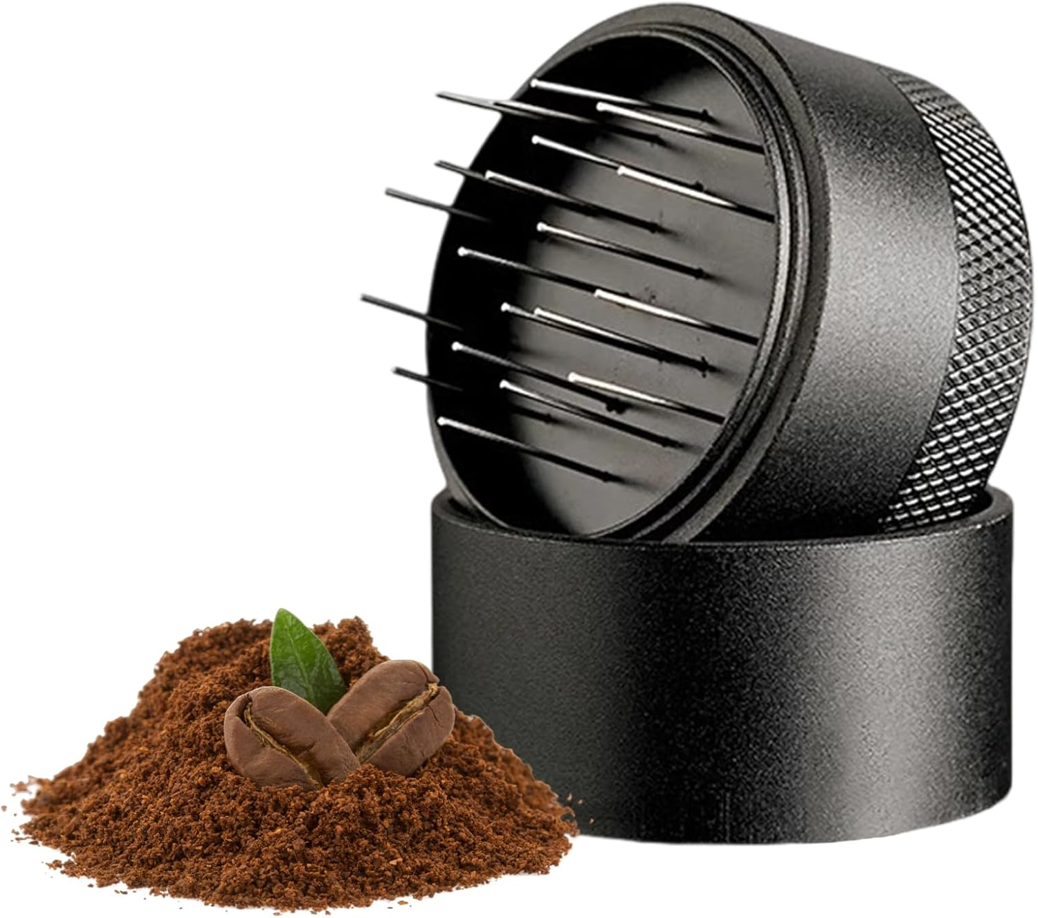 Viiotu Espresso Coffee Stirrer Tool & Distribution Whisk, Professional Barista Stainless Steel Needle Tool with Anti-Slip Base, Rotary Design for Clump Breaking Prevention for Cafes Lovers (53Mm)