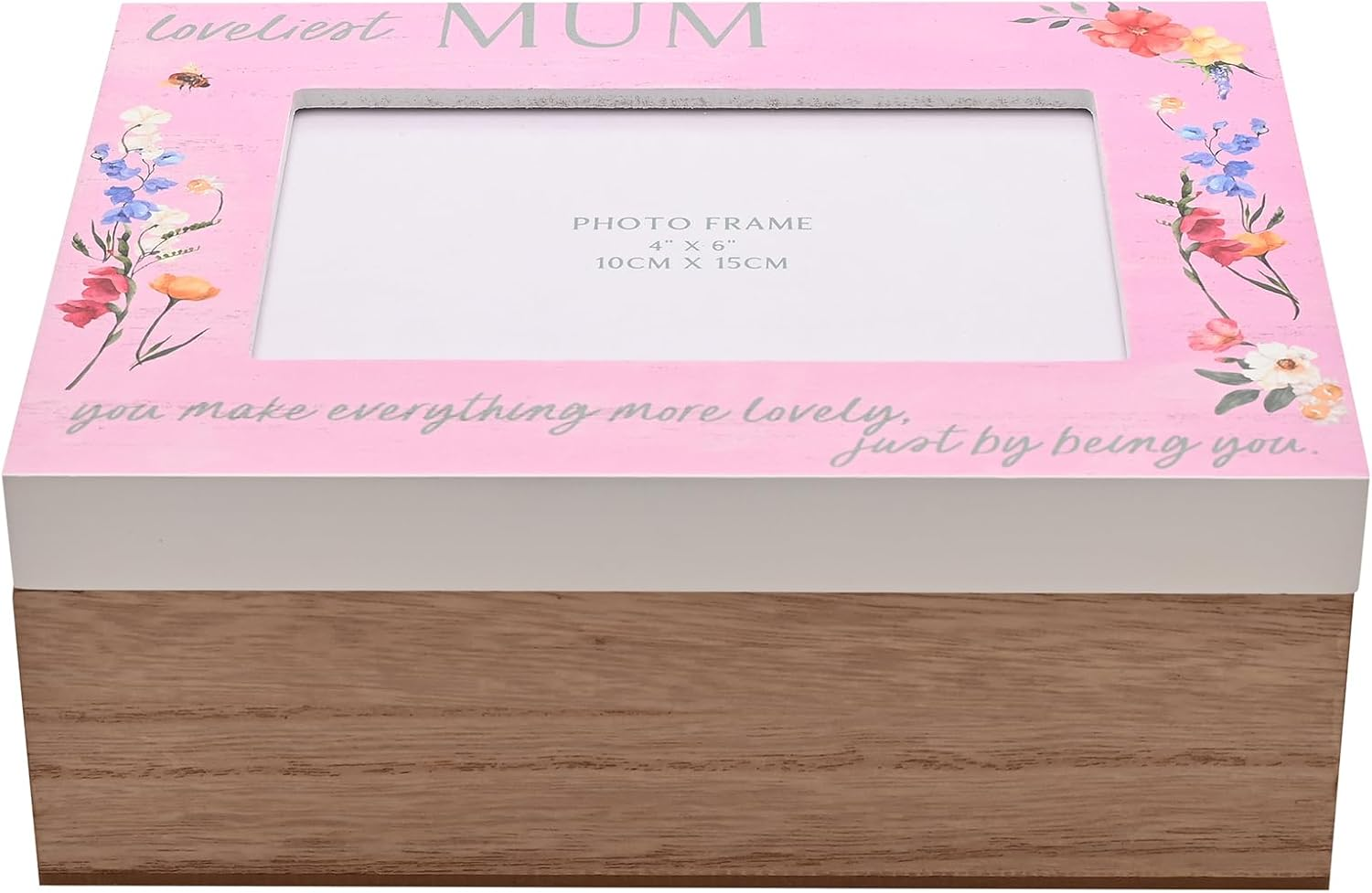 Widdop Loveliest Mum Wooden Keepsake Box Pink I Love You Mum Gift Mother'S Day Present Memory Box with 4" X 6" Photo Aperture Thoughtful Birthday Christmas image number 1