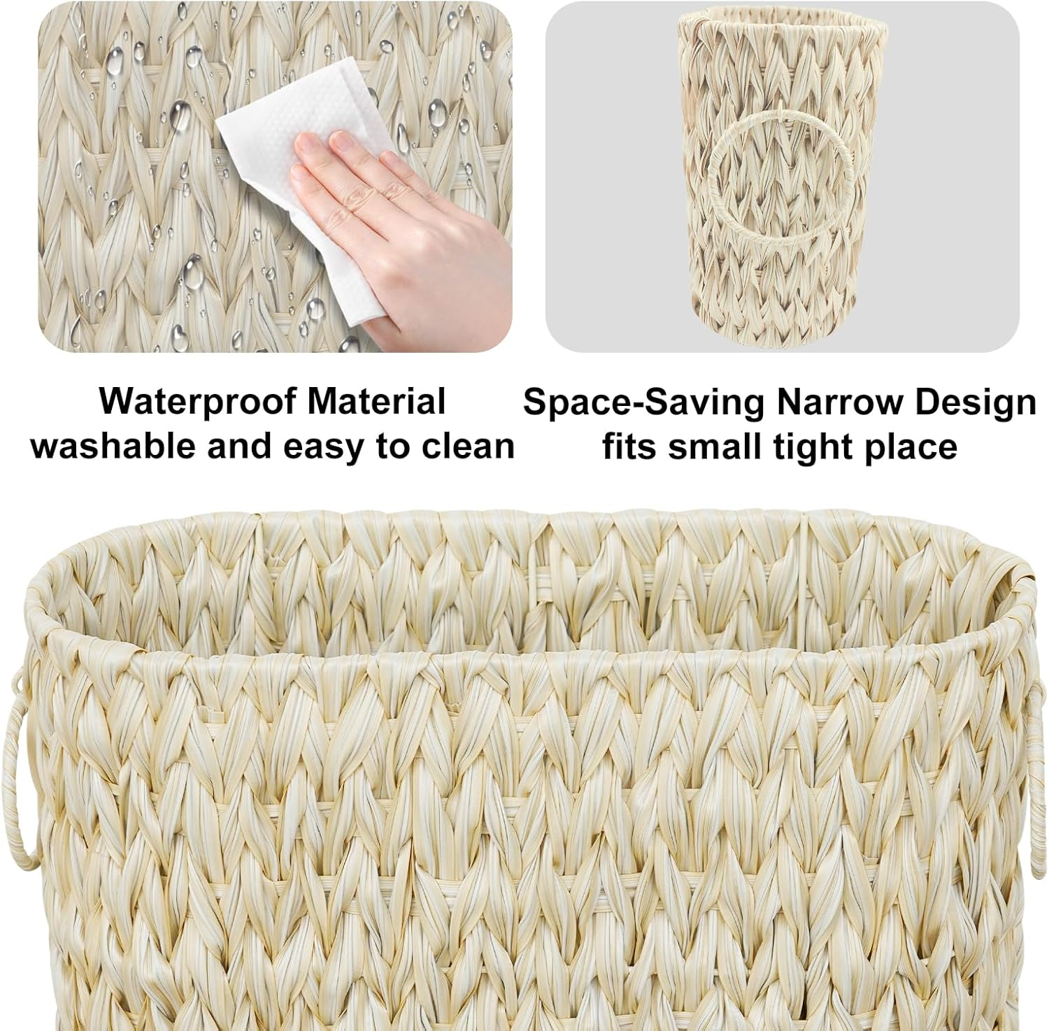 Coeusy Toilet Paper Basket,Boho Decorative Toilet Paper Storage,Large Wicker Basket for Bathroom Storage,Free Standing - Grey image number 6