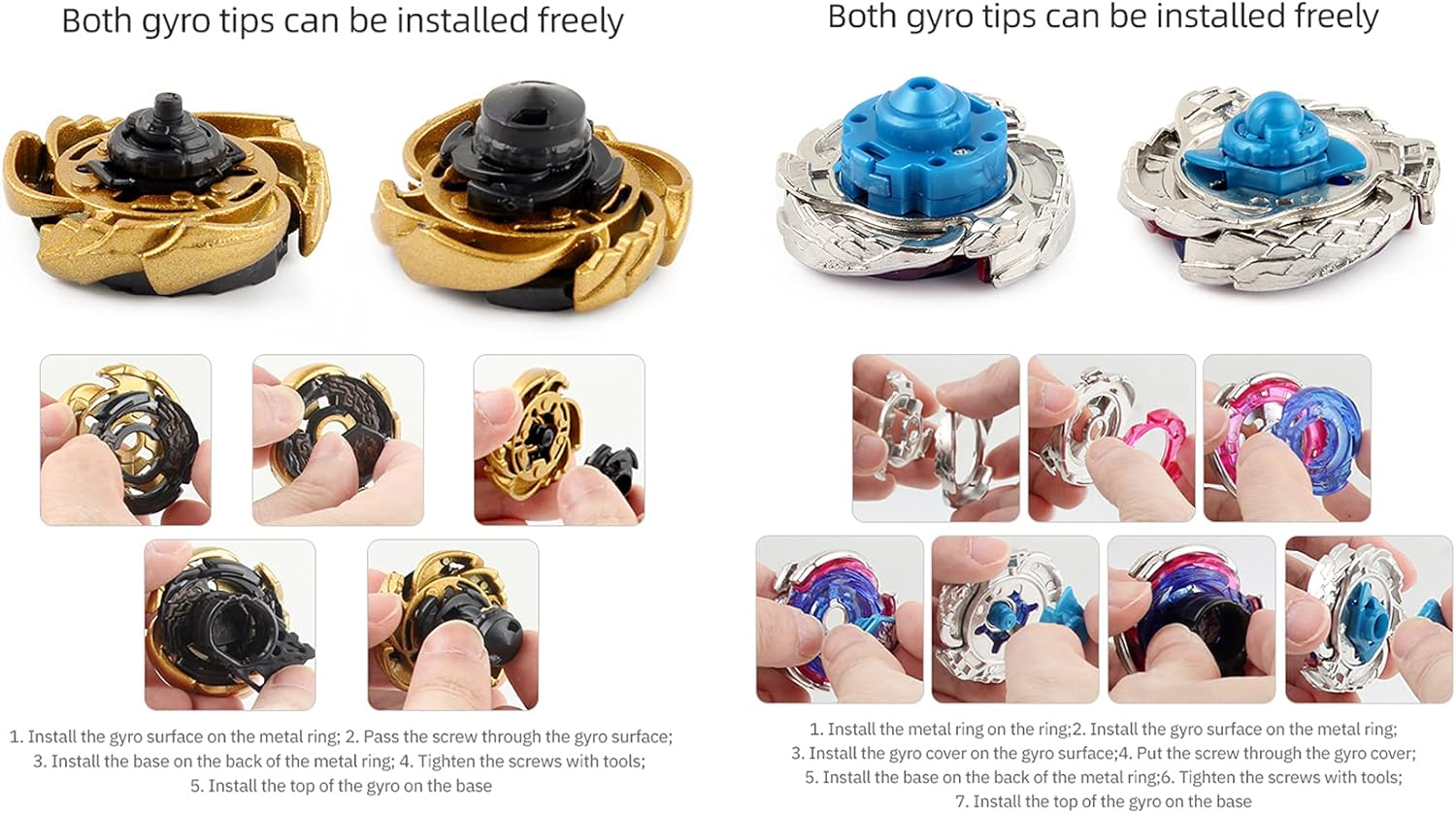 Gyros 6 Pieces Pack, Battling Tops Metal Fusion Starter Set with Stickers Two Launchers Gift Idea Toys for Boys Kids Children Age 6+&hellip; image number 5