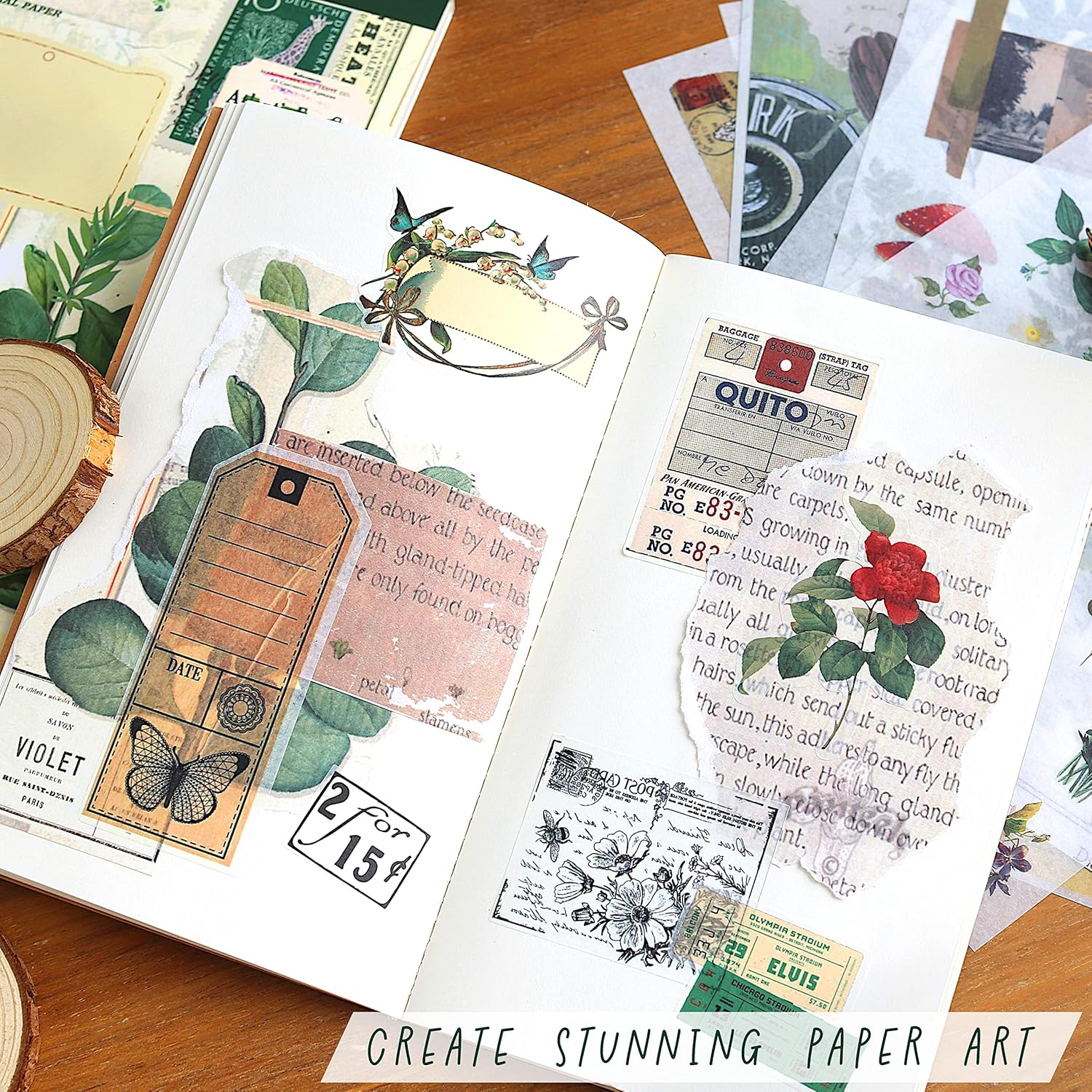 FAYWARE Washi Vintage Stickers for Scrapbooking - Vintage Ephemera for Junk Journals with 453 Botanical Stickers,20 Decoupage Papers. Aesthetic Sticker Book for Journaling Supplies,Art Bullet Journals image number 1
