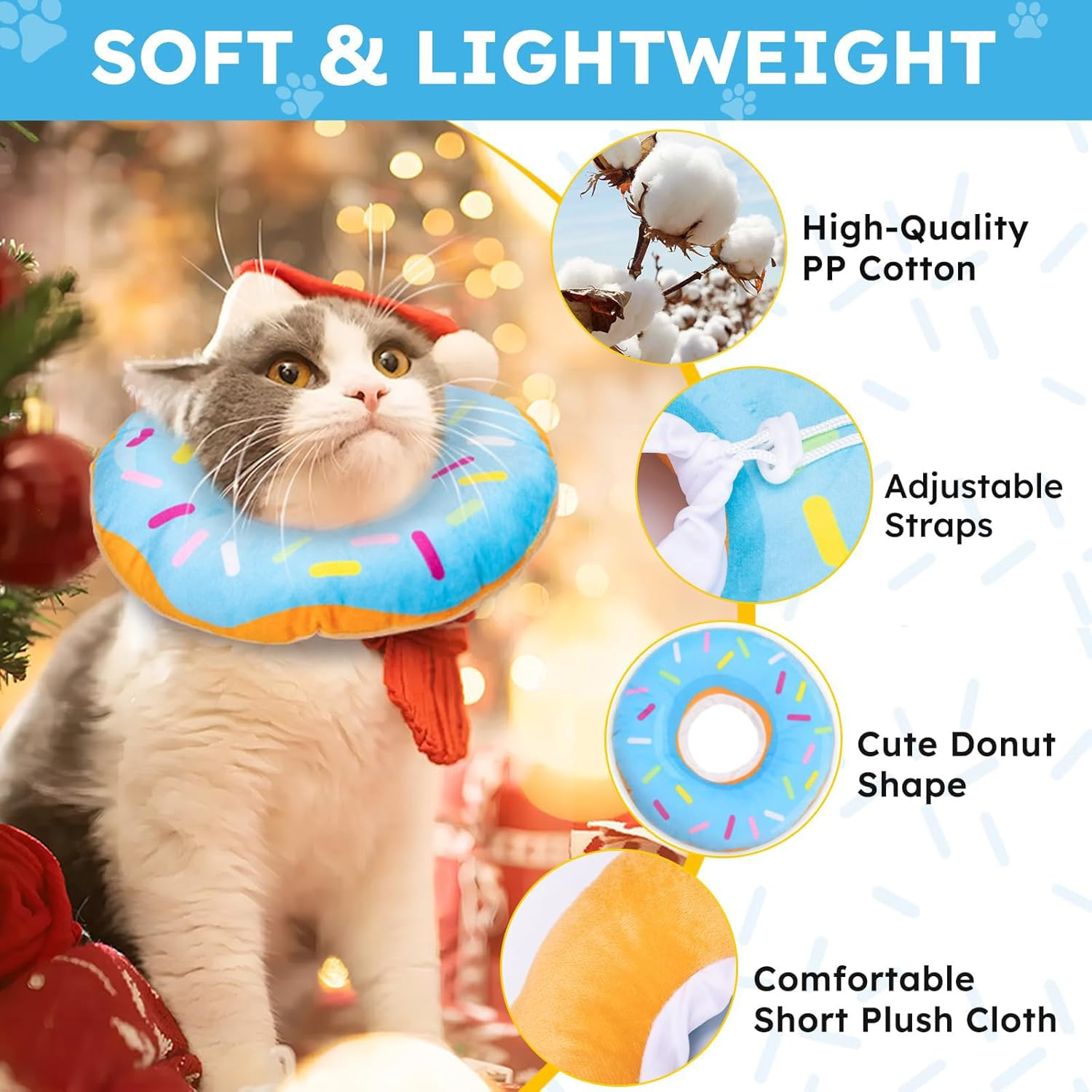 Cozioz Soft Cat Cone Collar, Adjustable Recovery Donut for Wound Healing, Comfortable Lightweight Elizabethan Collar to Prevent Licking for Cats and Kittens after Surgery image number 4