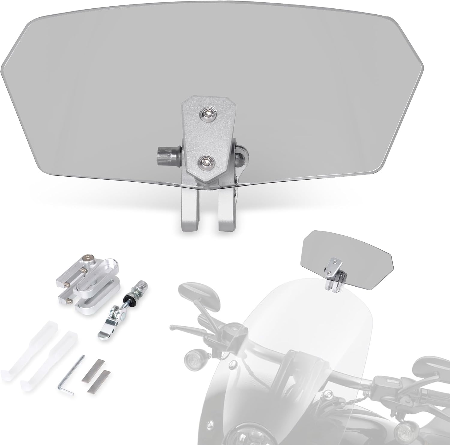 Goldfire Universal Motorcycle Windshield Airflow Adjustable Windscreen Wind Deflector for Kawasaki BMW Benelli KTM Triumph(Color: Black))