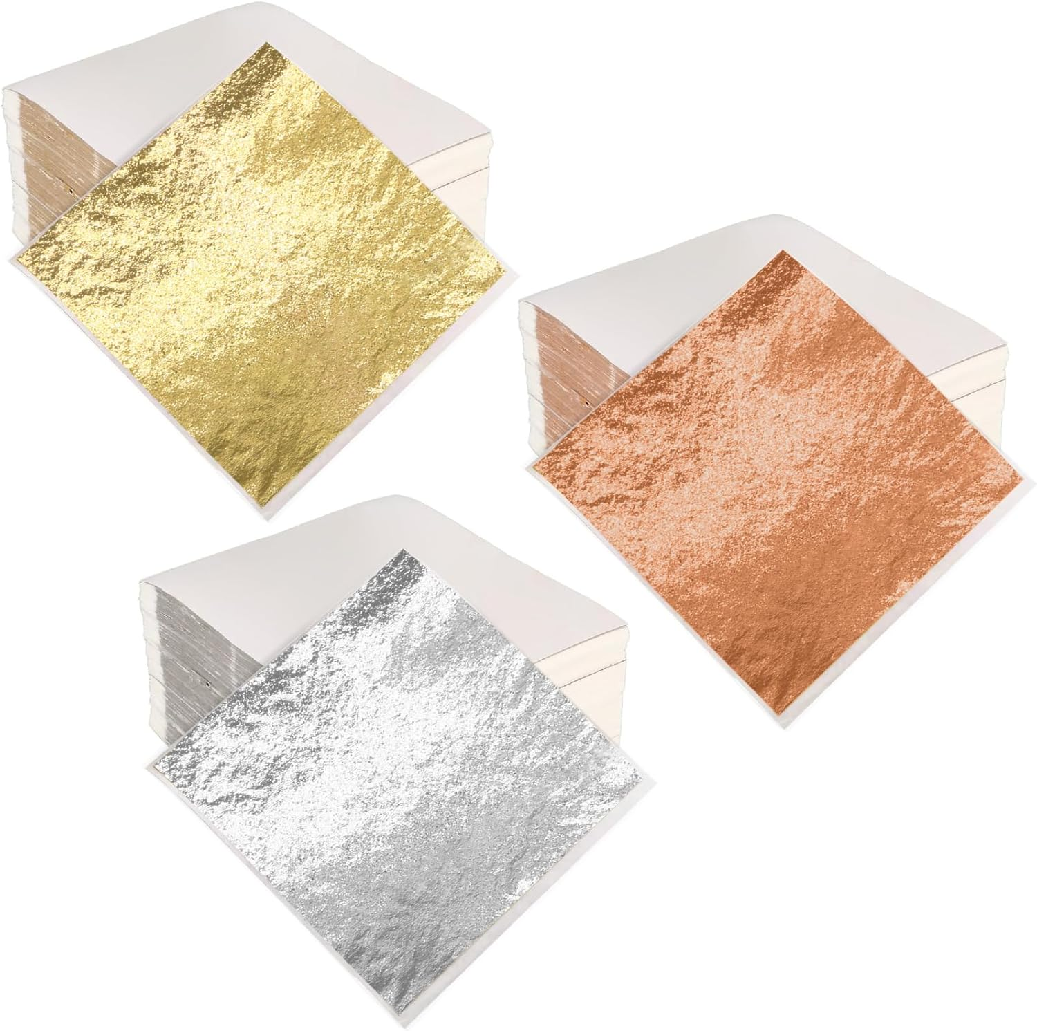 Gold Leaf Gilding Sheets 100 Sheets Imitation Leaf Sheets Gold Foil Sheets Metal Gold Leaf Papers for Gilding Crafts Paintings Arts Crafts Project Nail Deco Furniture Making Earring 8X8.5Cm (Gold)