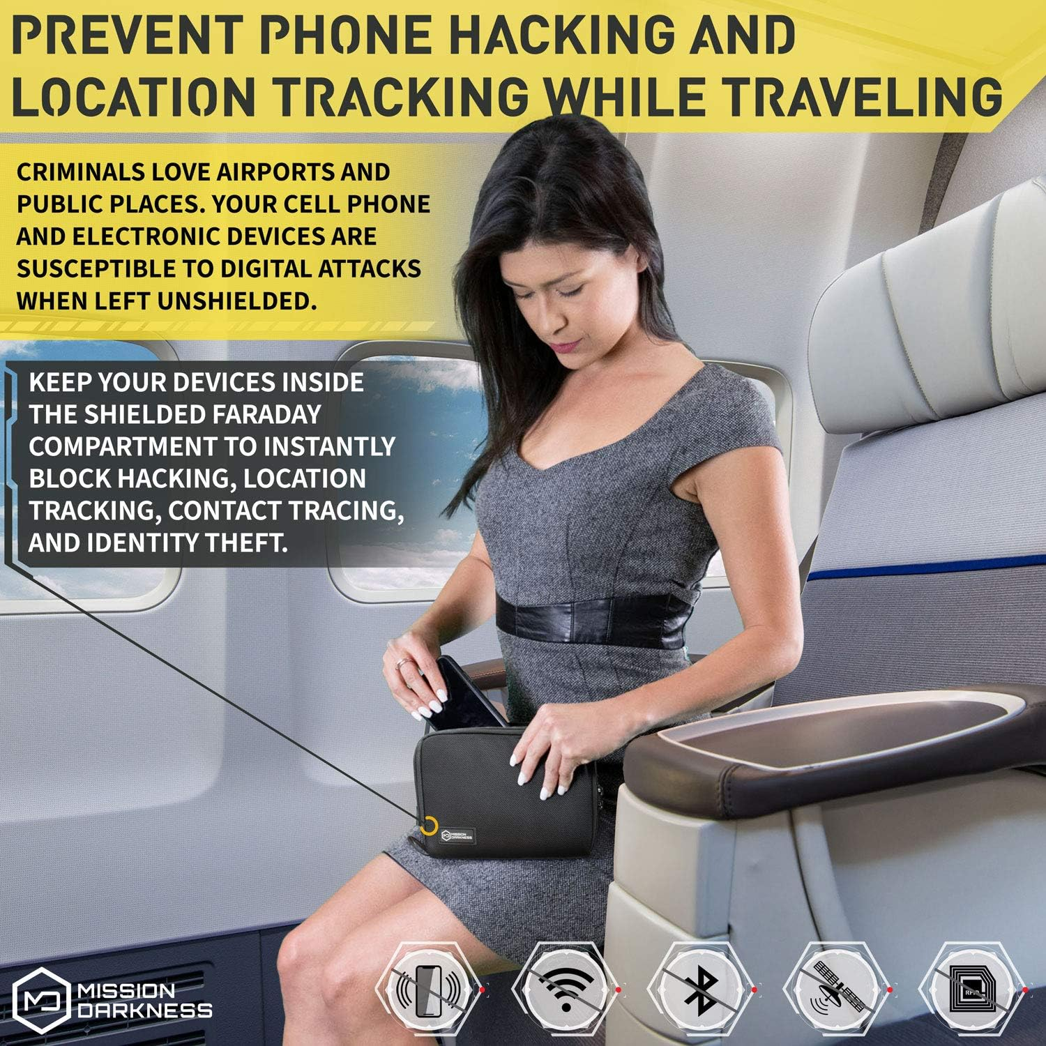 Mission Darkness Mojave Faraday Phone Bag // Multi-Functional Travel Case with Accessory Pockets and Built-In Faraday Sleeve // Signal-Blocking, Anti-Tracking, Anti-Hacking, EMF Reduction image number 5