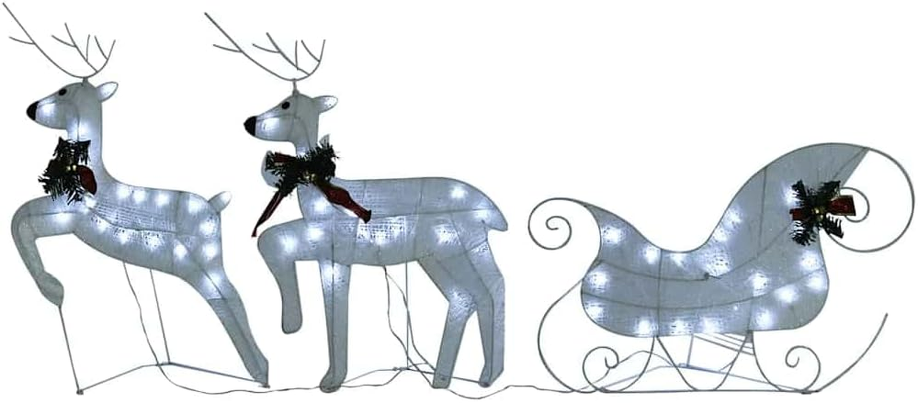 Reindeer & Sleigh Christmas Decoration 60 Leds Outdoor White Holiday Decor Lights image number 4