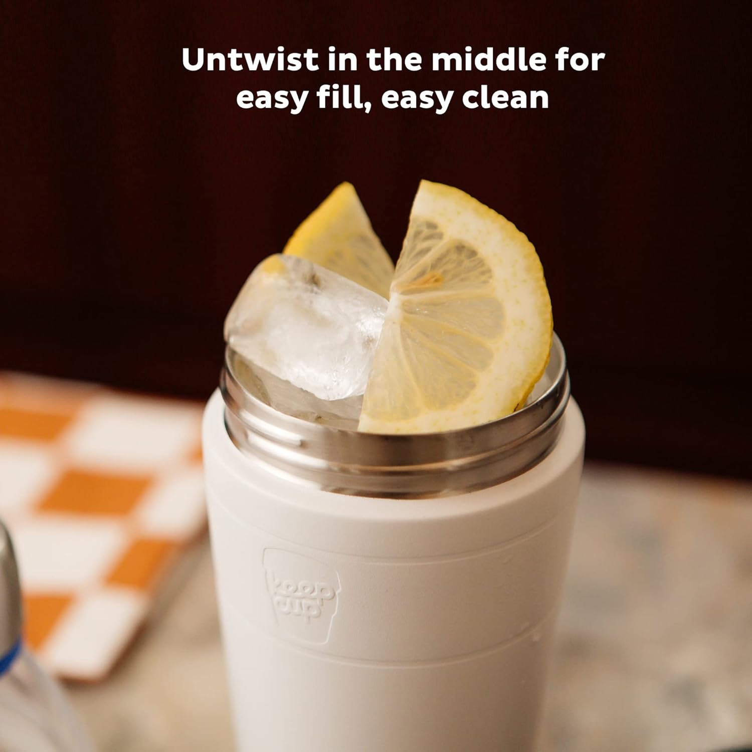 Keepcup Cup-To-Bottle Kit, 2 in 1 Reusable Water Bottle and Travel Mug, Insulated Stainless Steel Dual Opening with Leakproof Sipper Lid - 420Ml Bottle to 8Oz Cup - Nitro Gloss