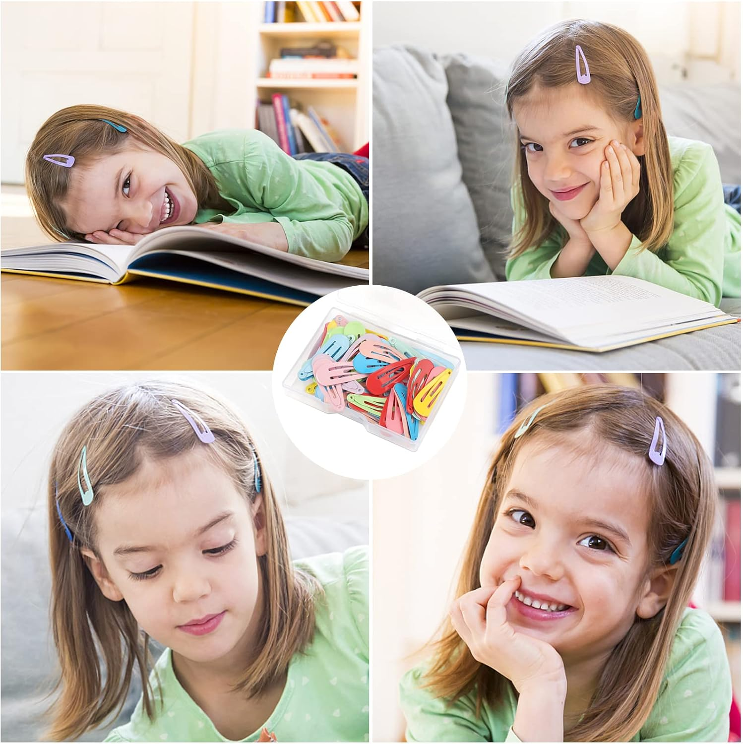 JINSION Girls' Hair Clips, Pack of 50 Baby Hair Clips, Colourful Hair Clips, Women'S Metal Snap Hair Clips in Candy Colour, Children'S Hair Accessories, Small for Hair Clip, Birthday Party Gift image number 3