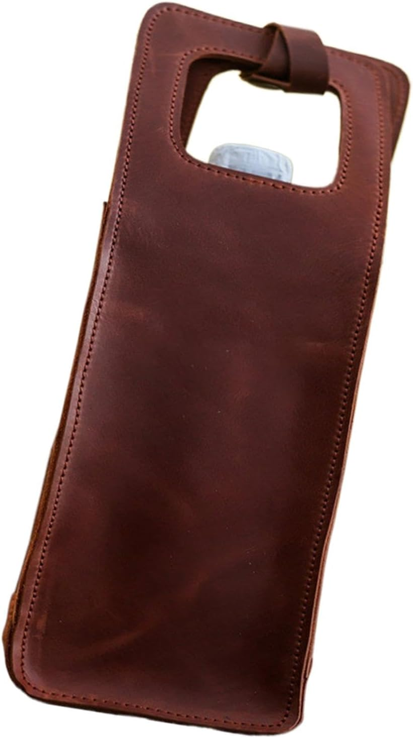 Shpuuyy Wine Cooler Picnic Bag, Single Bottle Wine Carrier, Leather Wine Tote Bag Retro Reusable Wine Bag Tote Wine Bag for Picnic, Travel, , , Wedding,40X10Cm, Coffee, Refer To