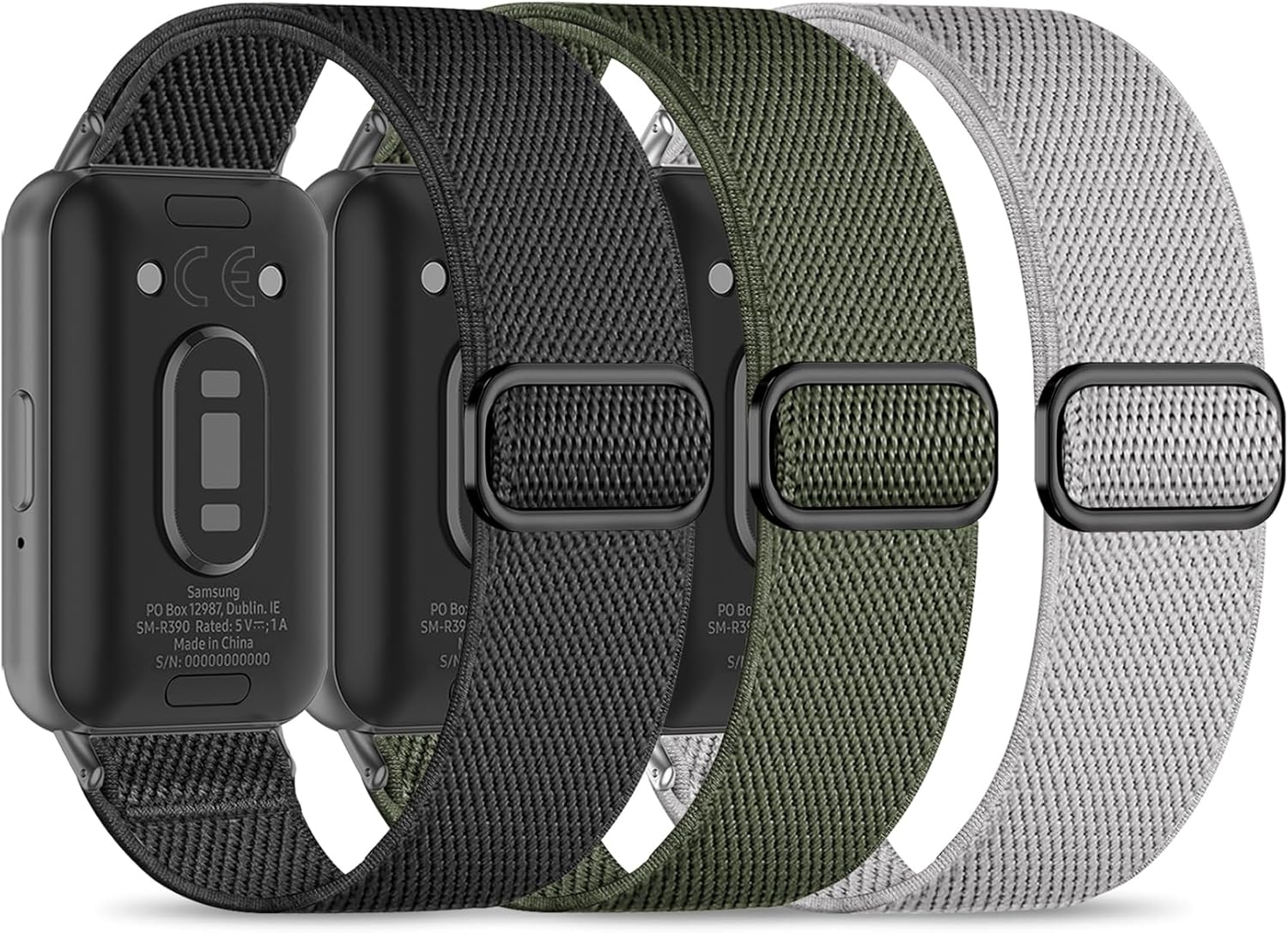 Wizvv Pack of 3 Elastic Wristbands Compatible with Samsung Galaxy Fit 3, Nylon Fabric Watch Strap, Quick Release Bands Replacement for Samsung Galaxy Fit 3 SM-R390 Men and Women