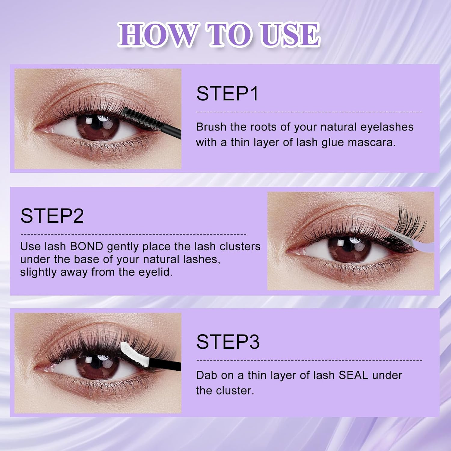 Wendy Lash Bond and Seal 12ML Black Cluster Lash Glue Lightweight Eyelash Glue Waterproof Long-Lasting for Personal Makeup Use at Home(Bond-6Ml,Seal-6Ml) image number 5